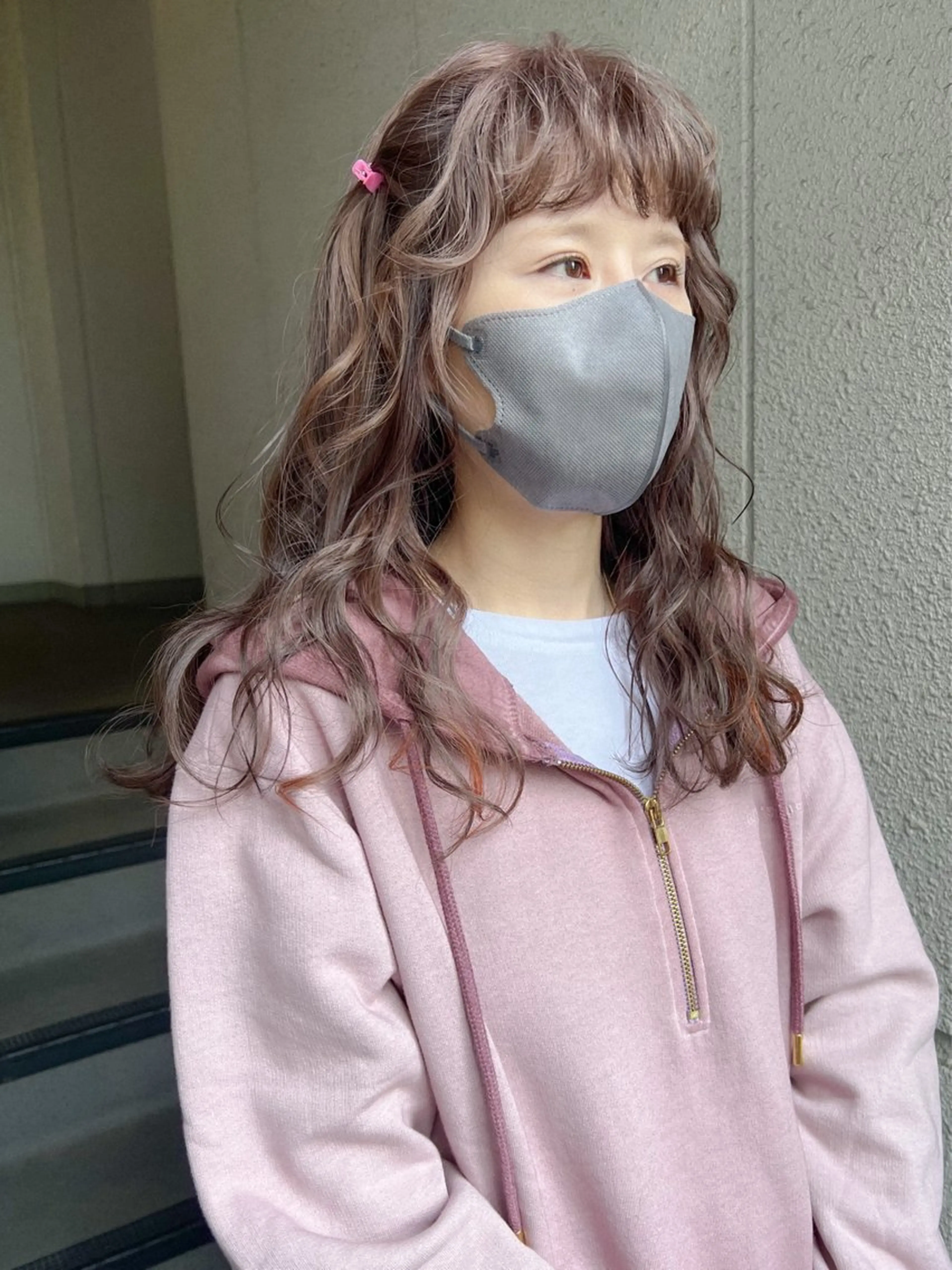 セミロング カラー ヘアアレンジ ブラウンカラー オレンジ カラーパティシエ facce🌼ikoのヘアスタイル