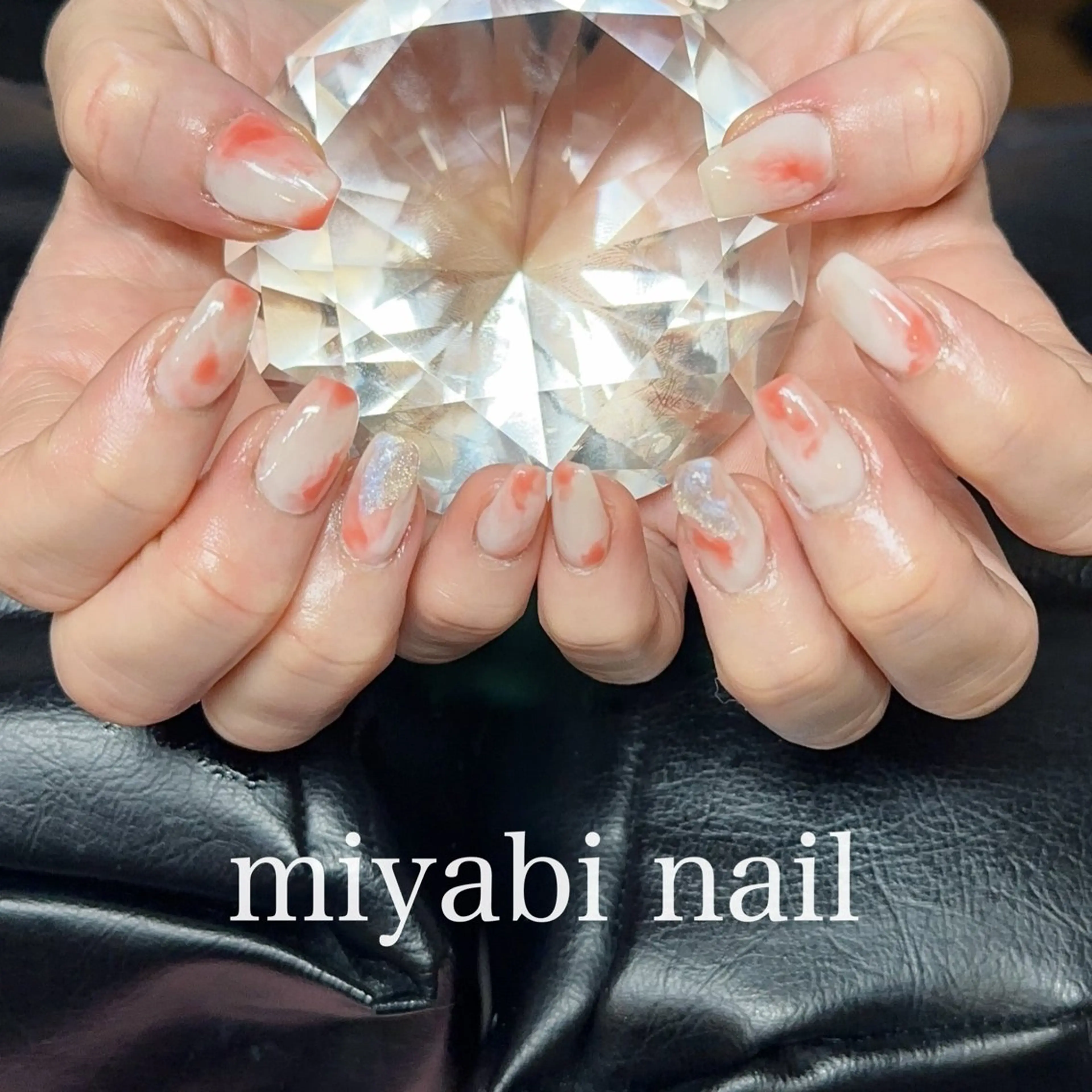 ネイル アートネイル 持ち込み ニュアンスネイル 夏ネイル ハンドネイル miyabi nail 桂川駅近くのネイルデザイン