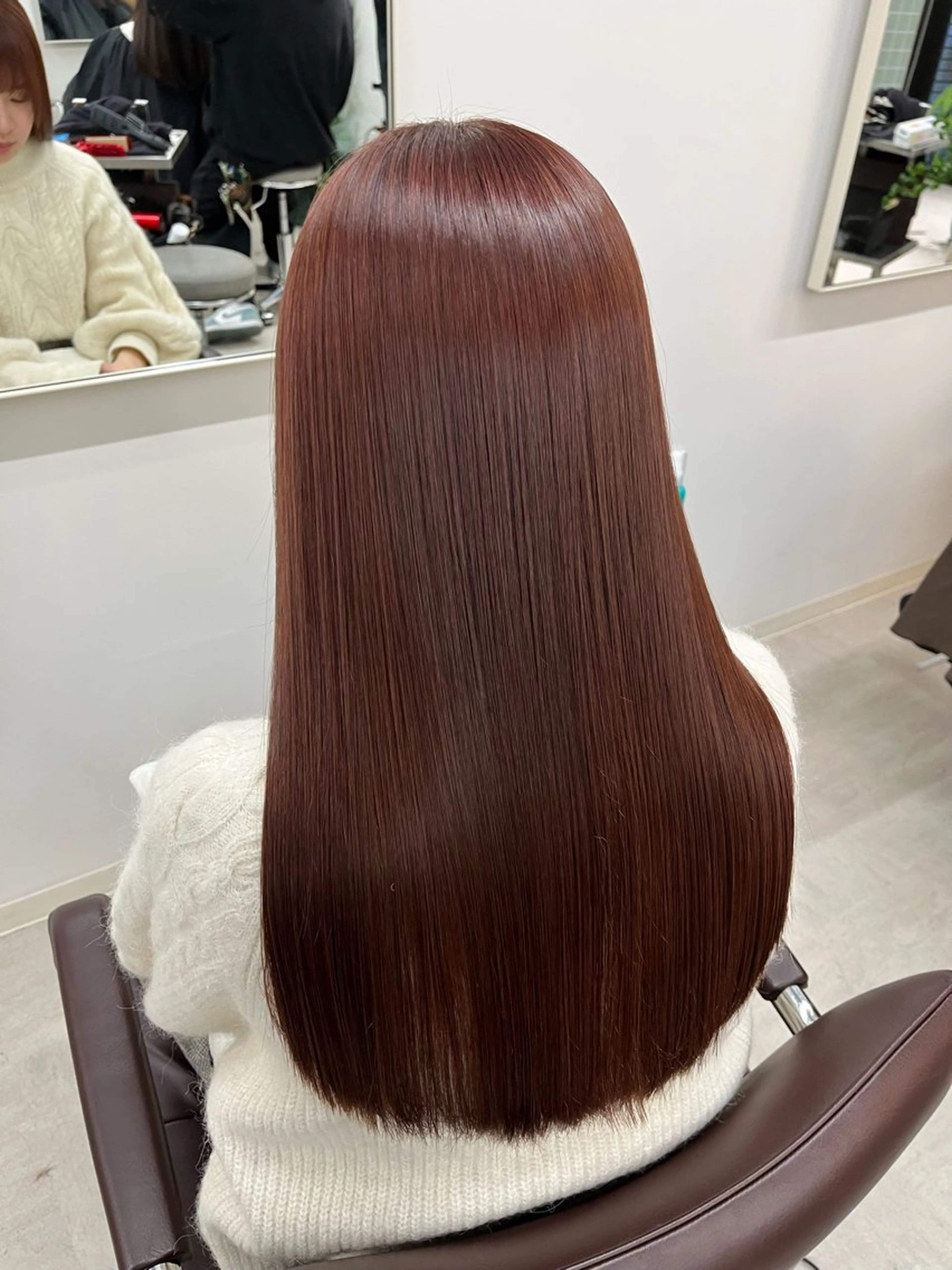 セミロング カラー パーマ ヘアアレンジ ブリーチ ダブルカラー ブリーチなしカラー レッドカラー ®️レイヤー/透明感 カラー/星野六三四のヘアスタイル