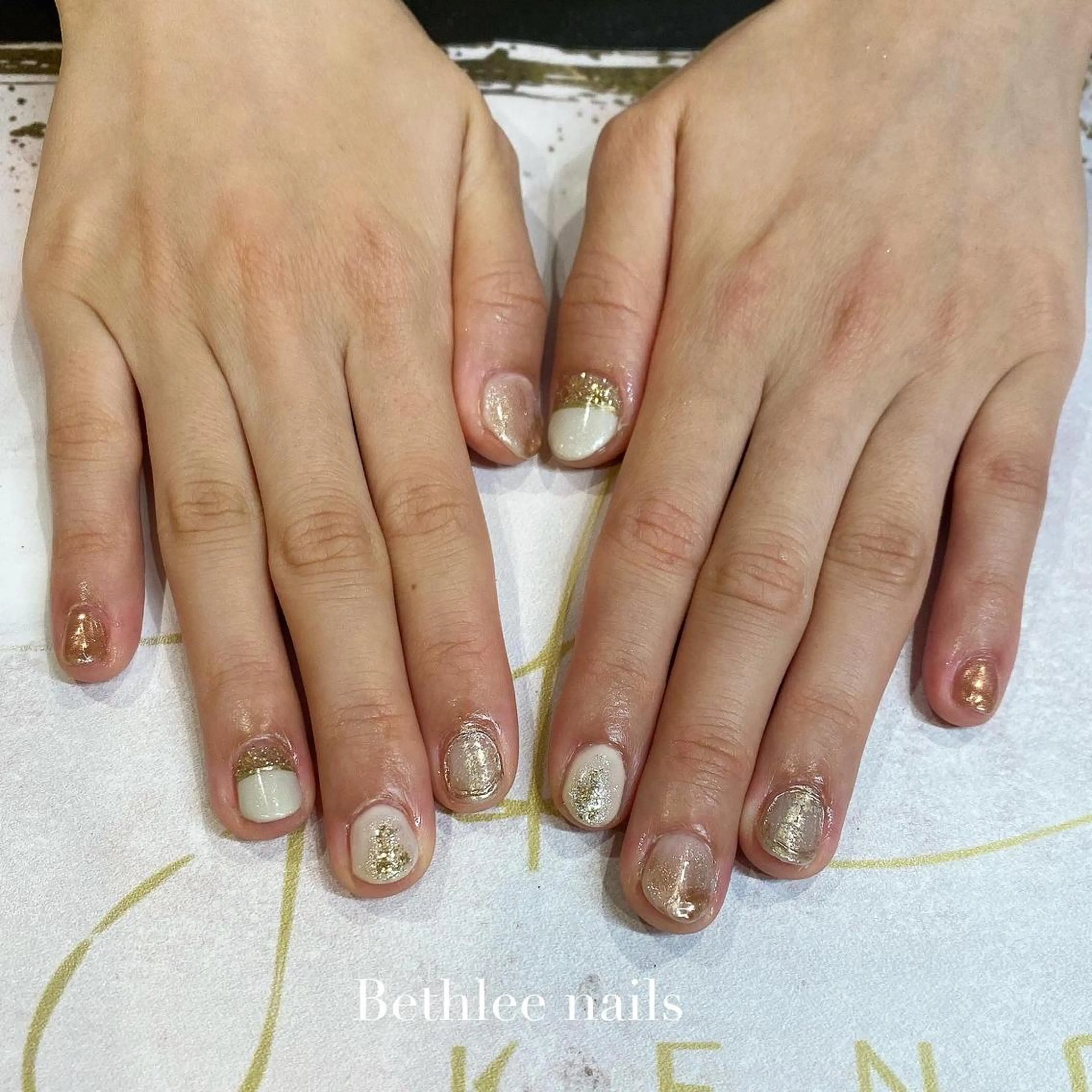ネイル ニュアンスネイル ホワイト ハンドネイル Bethlee nailsのネイルデザイン