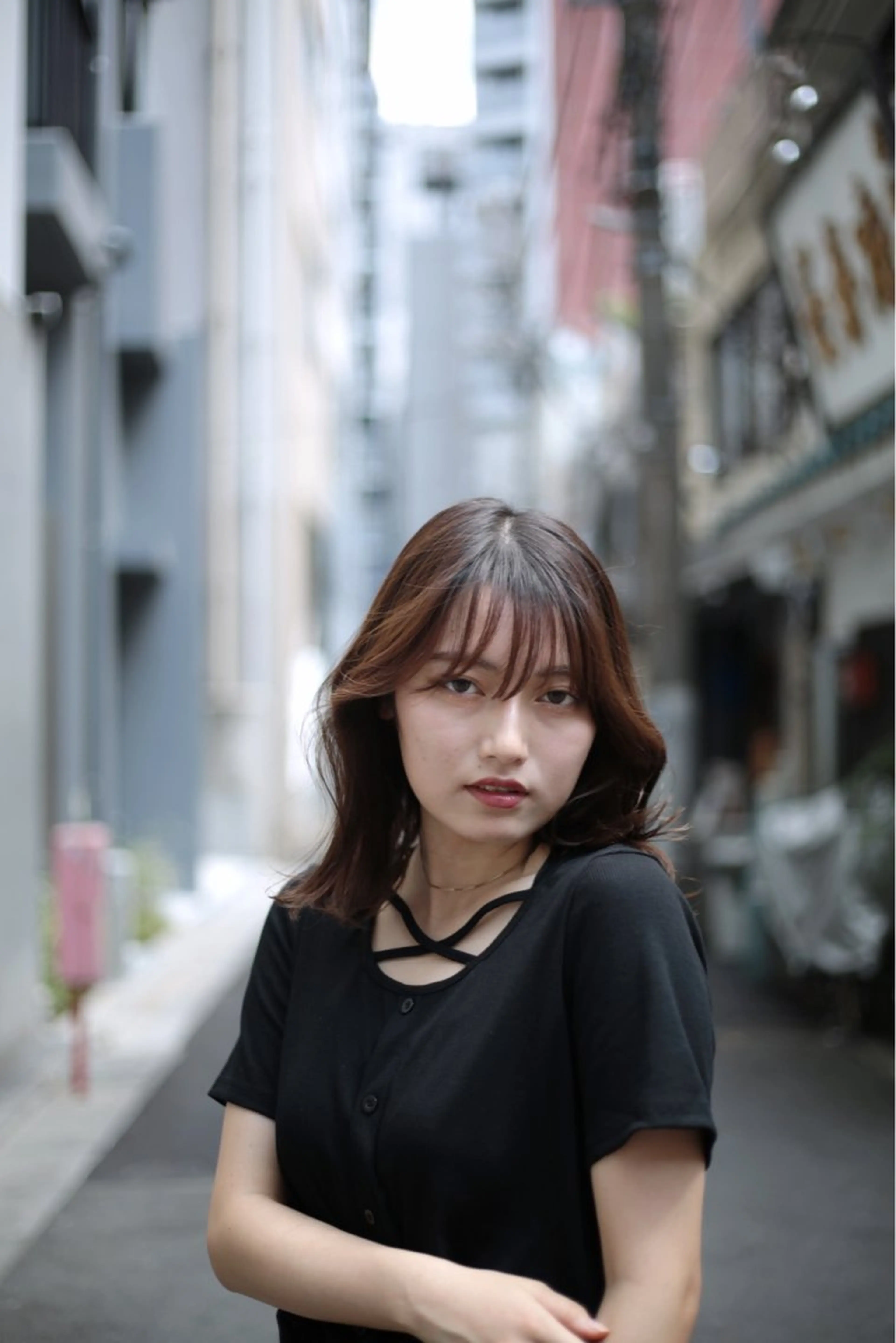 ミディアム カラー くびれヘア カット ヘアカラー トリートメント ヘアセット 【韓国レイヤー特化 ハッシュカット】のヘアスタイル