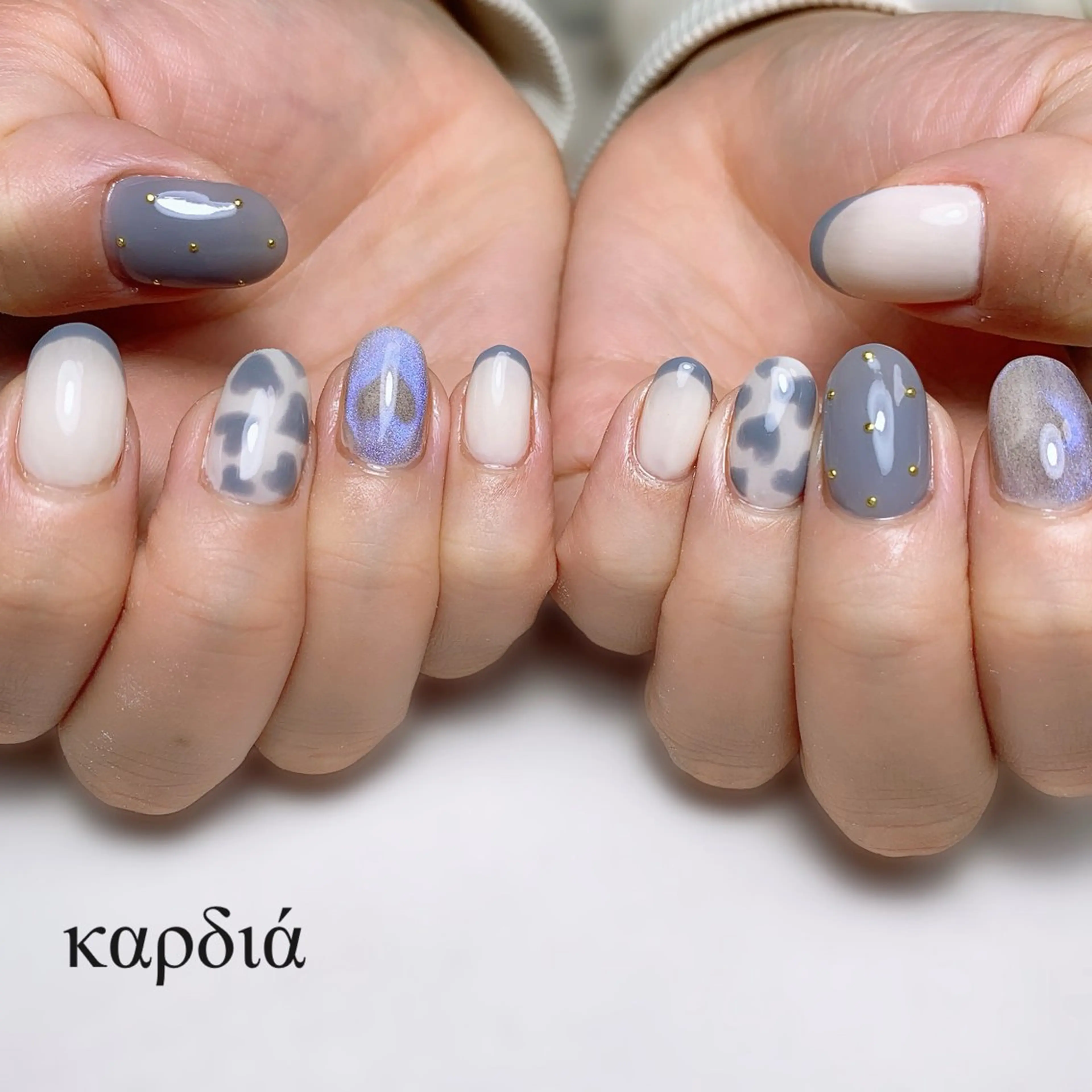 ネイル ハンドネイル καρδιά -ｶﾙﾃﾞｨｱ-のネイルデザイン