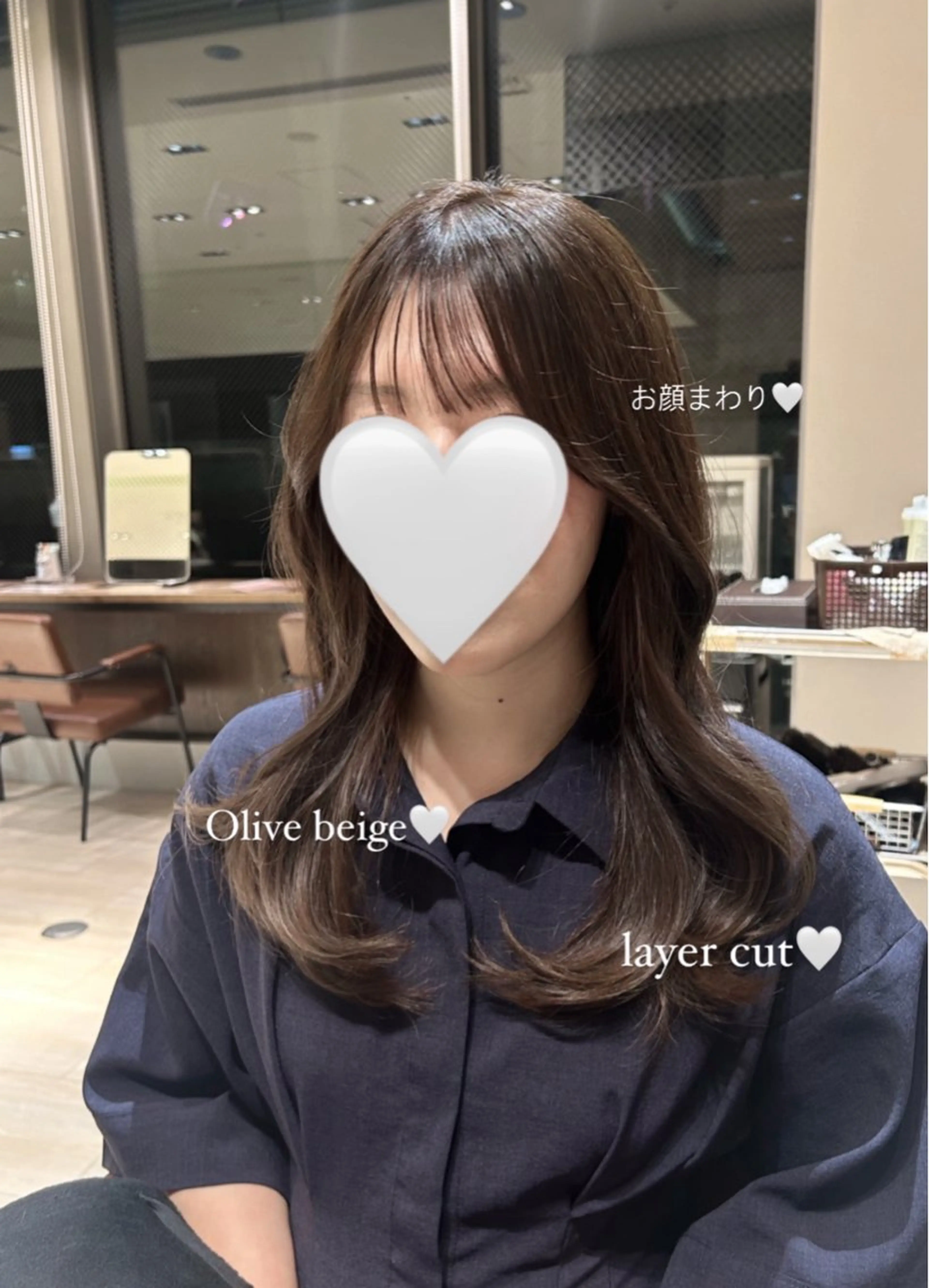 ロング カラー ベージュカラー 透明感カラー オリーブベージュ オリーブカラー 顔周りカット カット ヘアカラー トリートメント 🍼顔周りカット/ レイヤー/小川華奈のヘアスタイル