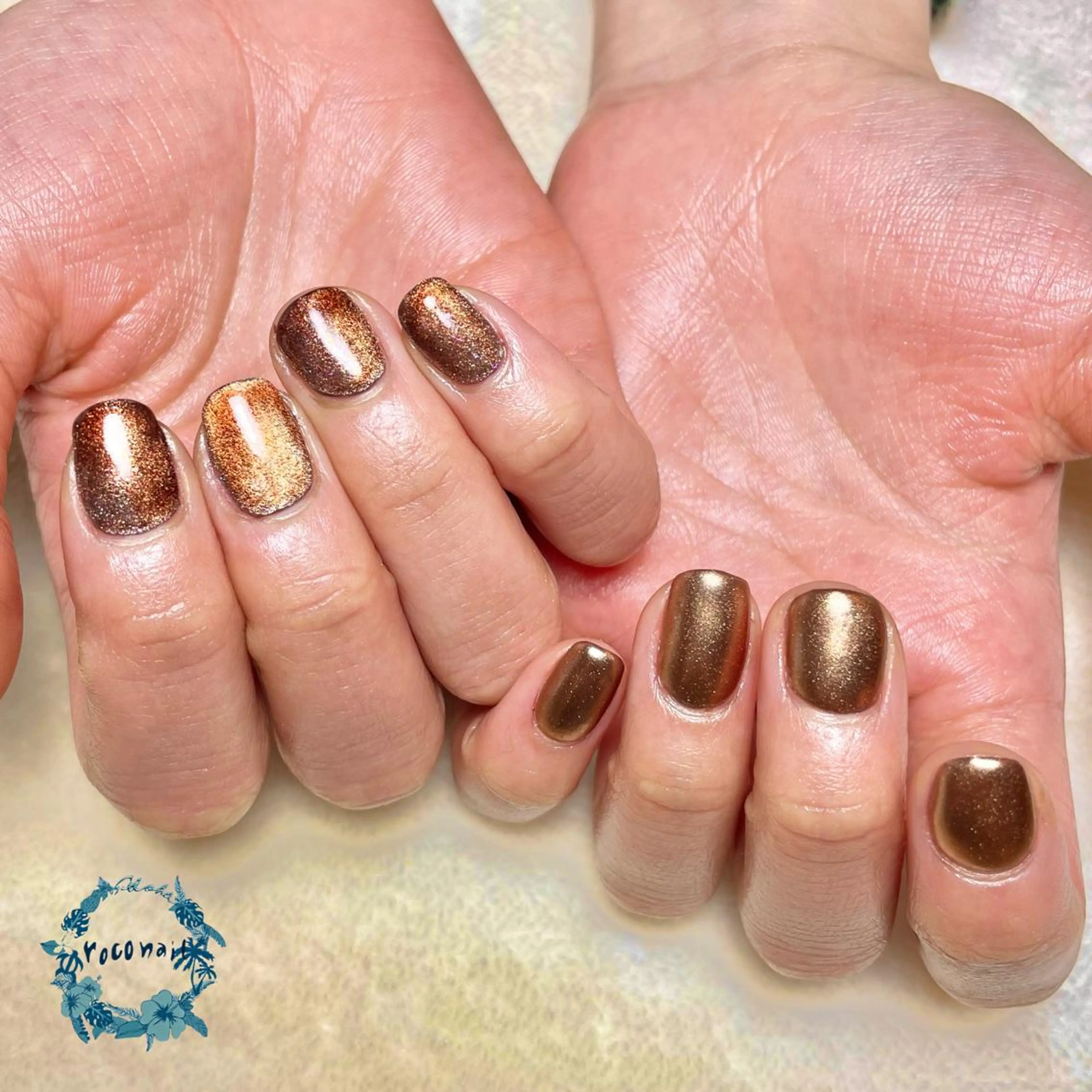 ネイル ブラウン マグネットネイル マットネイル ミラーネイル ハンドネイル roconail ヒロコのネイルデザイン