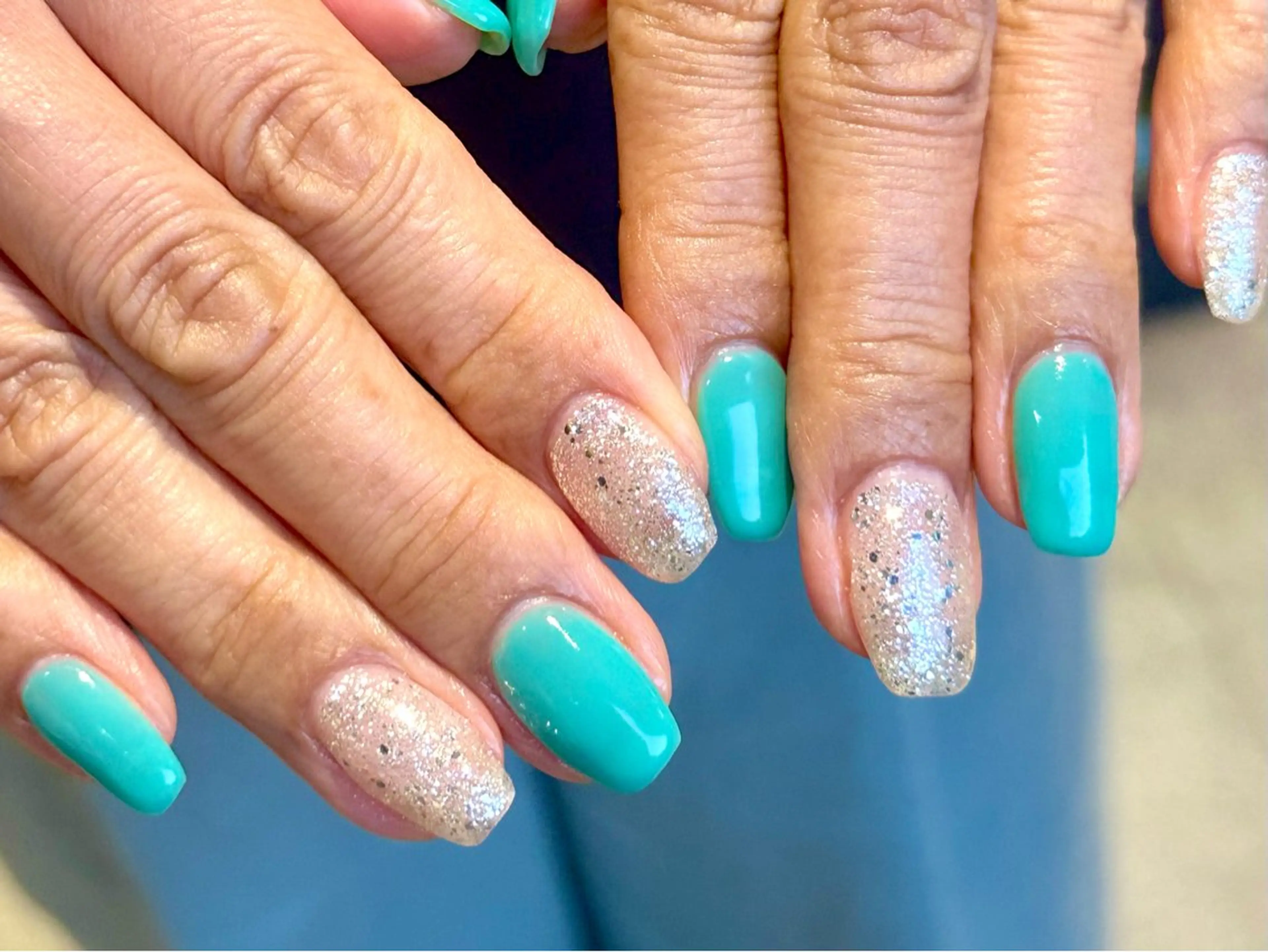 ネイル ブルー ハンドネイル エムスラッシュセンター南sol所属・kano🫧 指名No.1💫のネイルデザイン