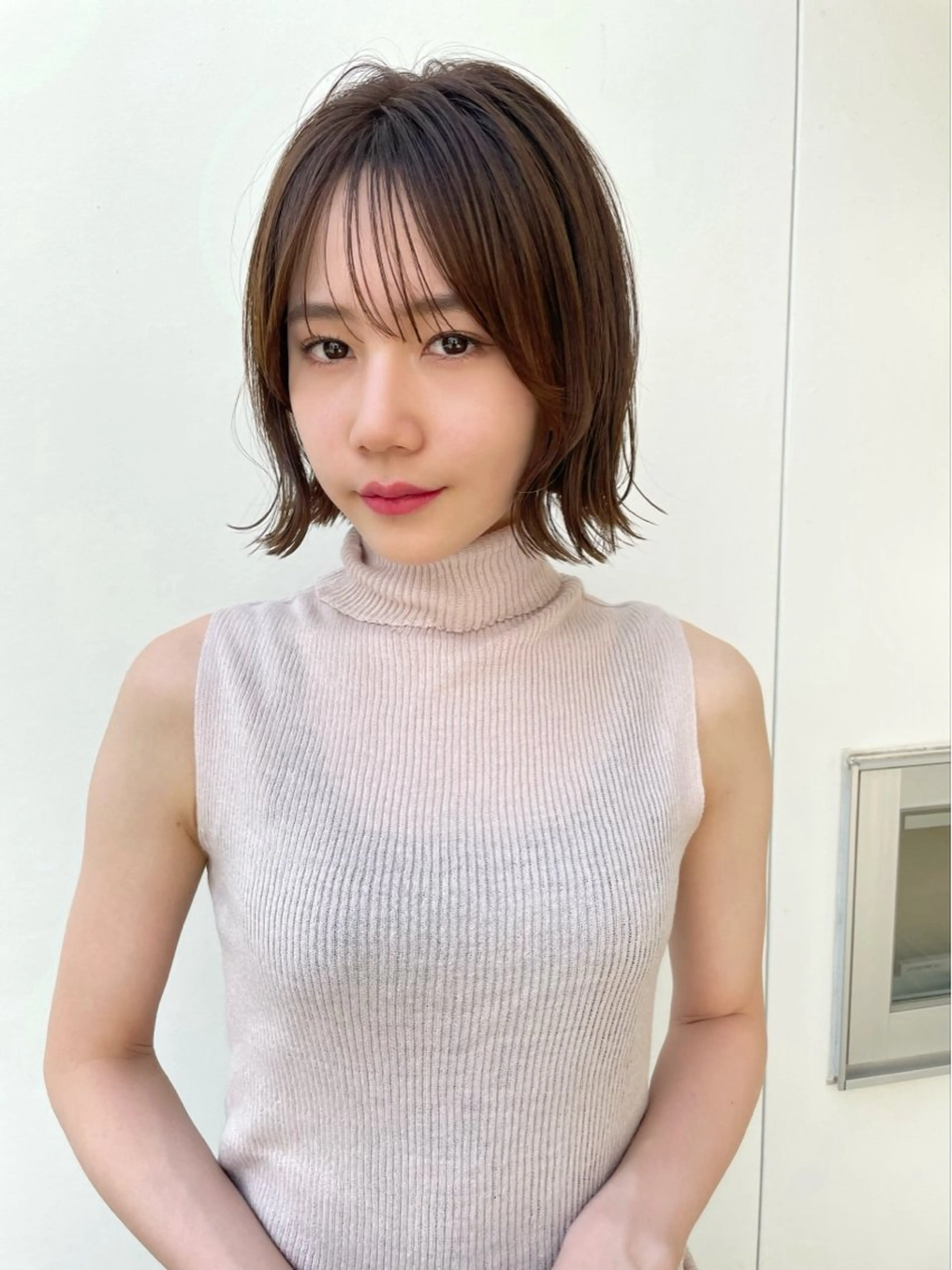 ショート カラー 切りっぱなしボブ ボブレイヤー ボブ くびれヘア 顔まわりレイヤー カット ヘアカラー 結べるレイヤーボブ くびれLady表参道のヘアスタイル