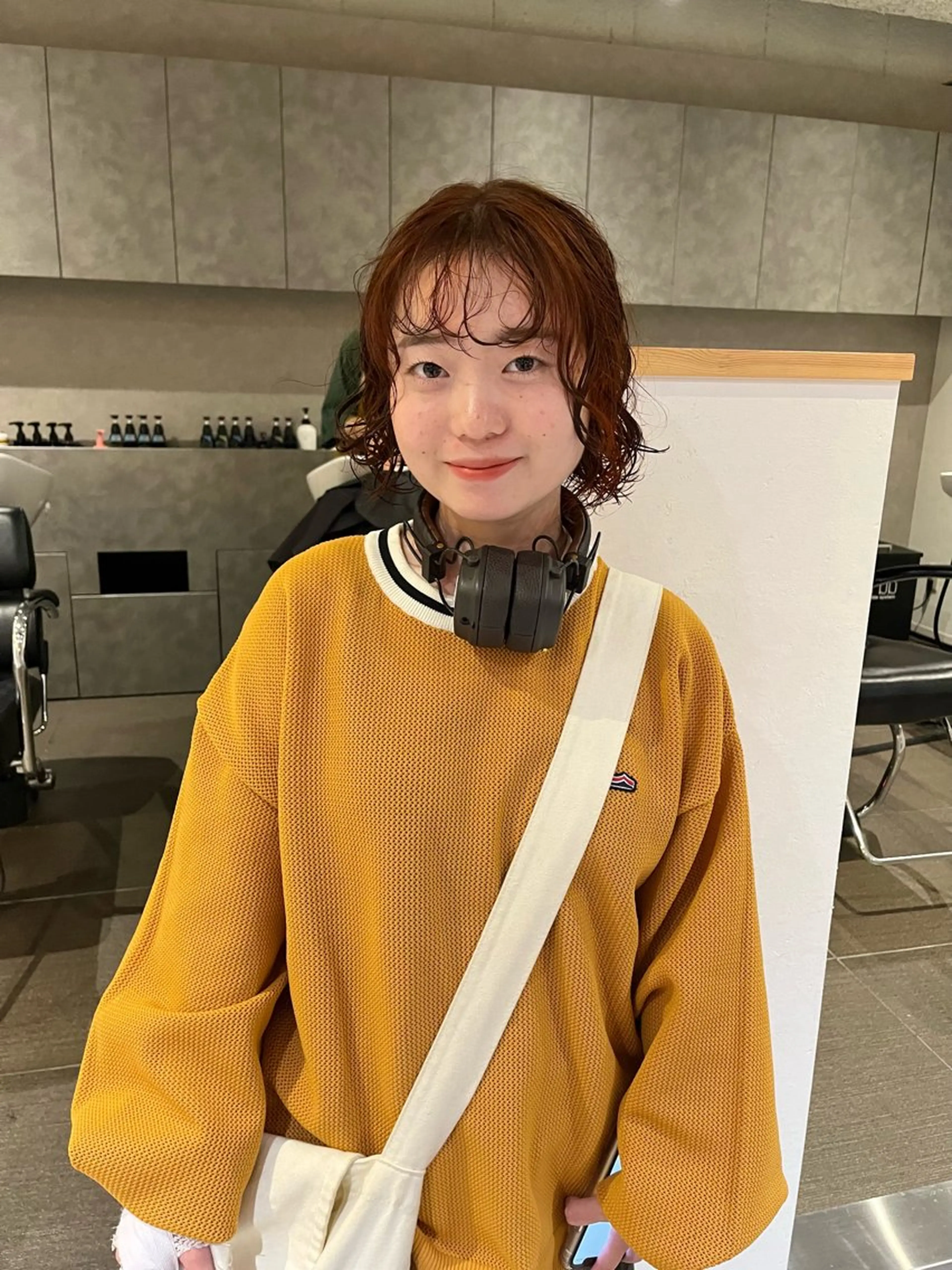 ショート カラー パーマ ブラウンカラー オレンジ オレンジブラウン ボブ カット ヘアカラー パーマ ショート/パーマ/ カラー/FUKOのヘアスタイル