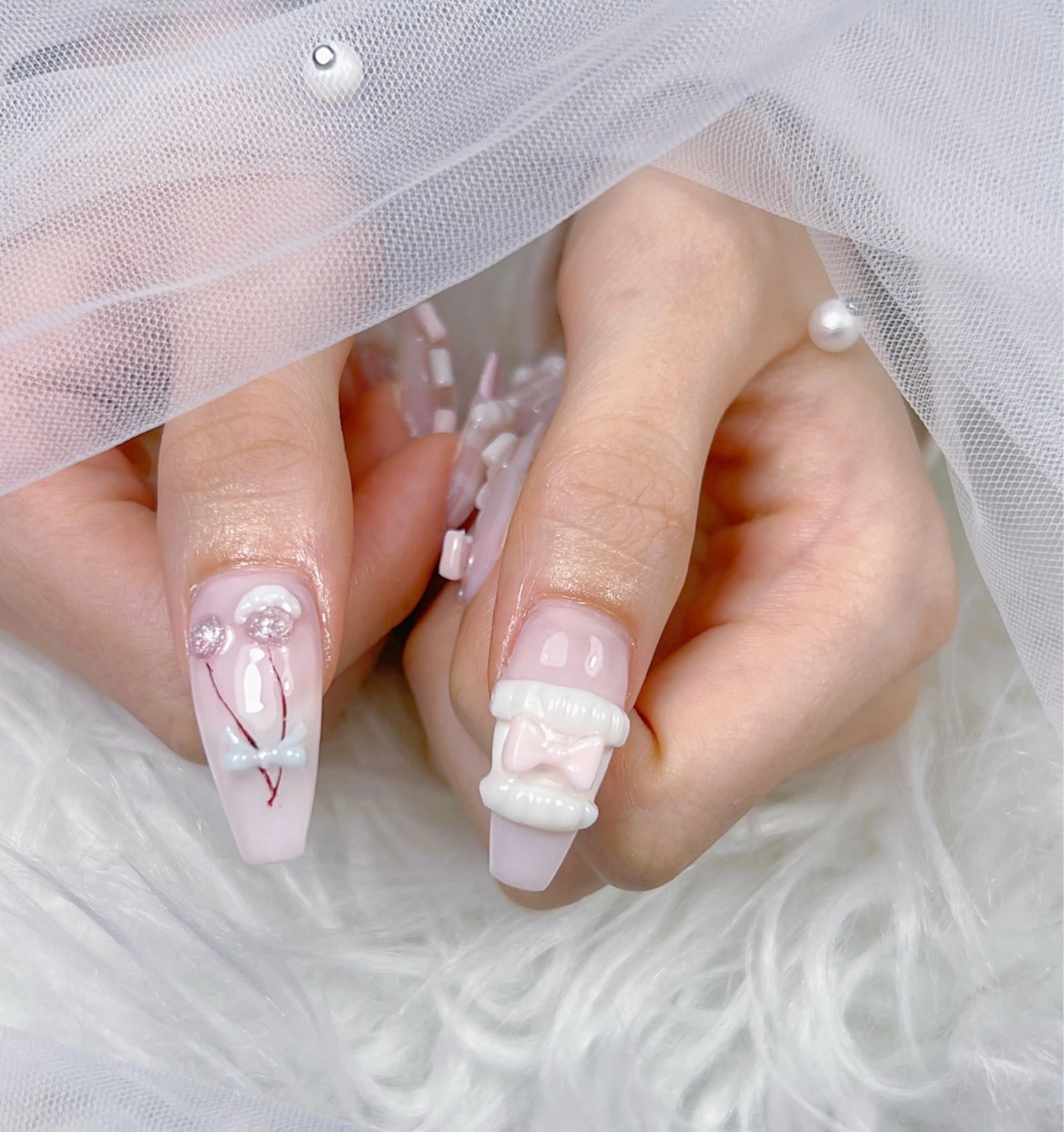 ネイル アートネイル オーロラネイル チークネイル 長さ出し フットネイル ハンドネイル フットネイル ハンドケア Noiranail_ studio川越西口のネイルデザイン