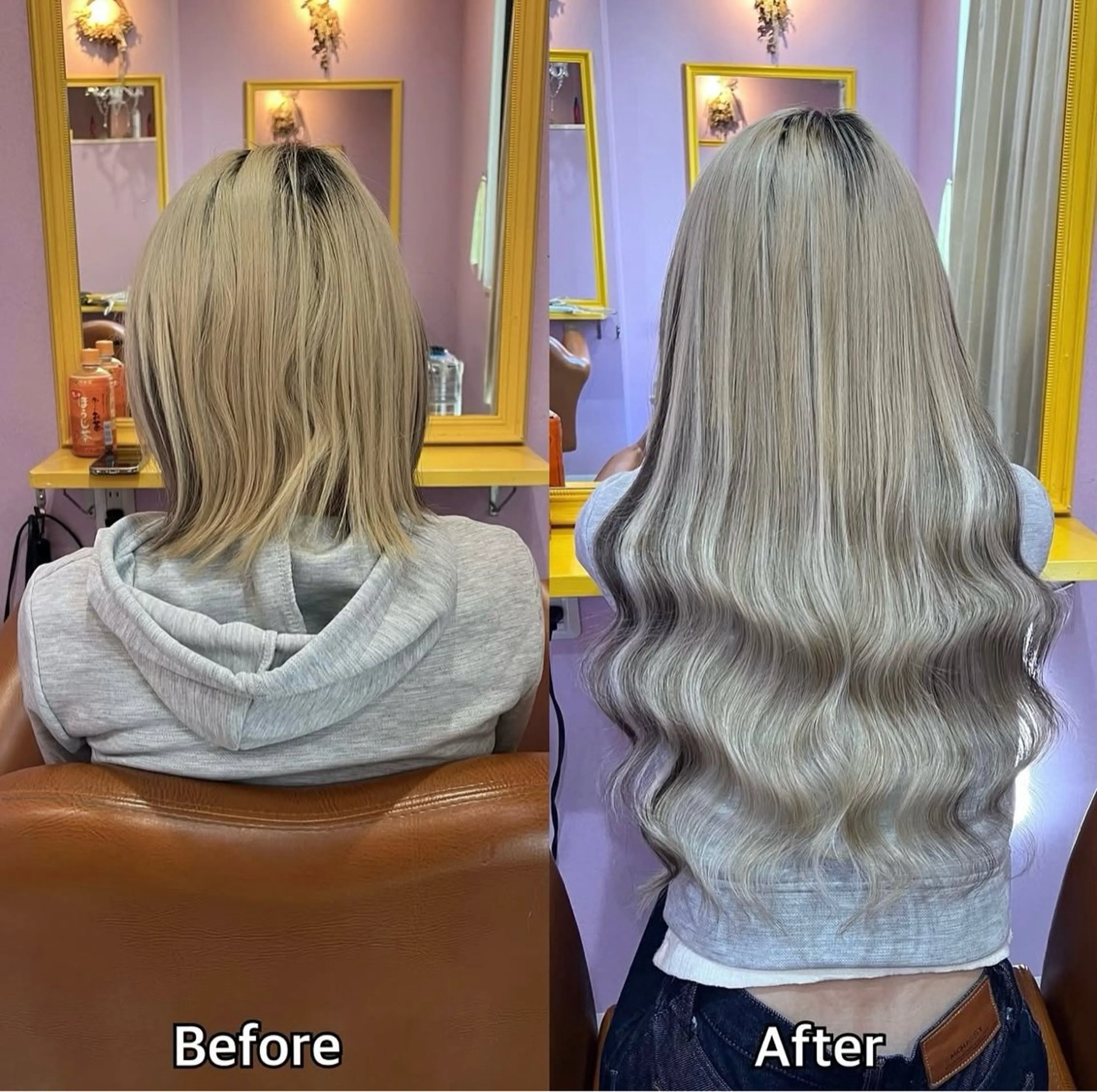 ロング シール＋ちび編み込み エクステ梅田🐨のヘアスタイル