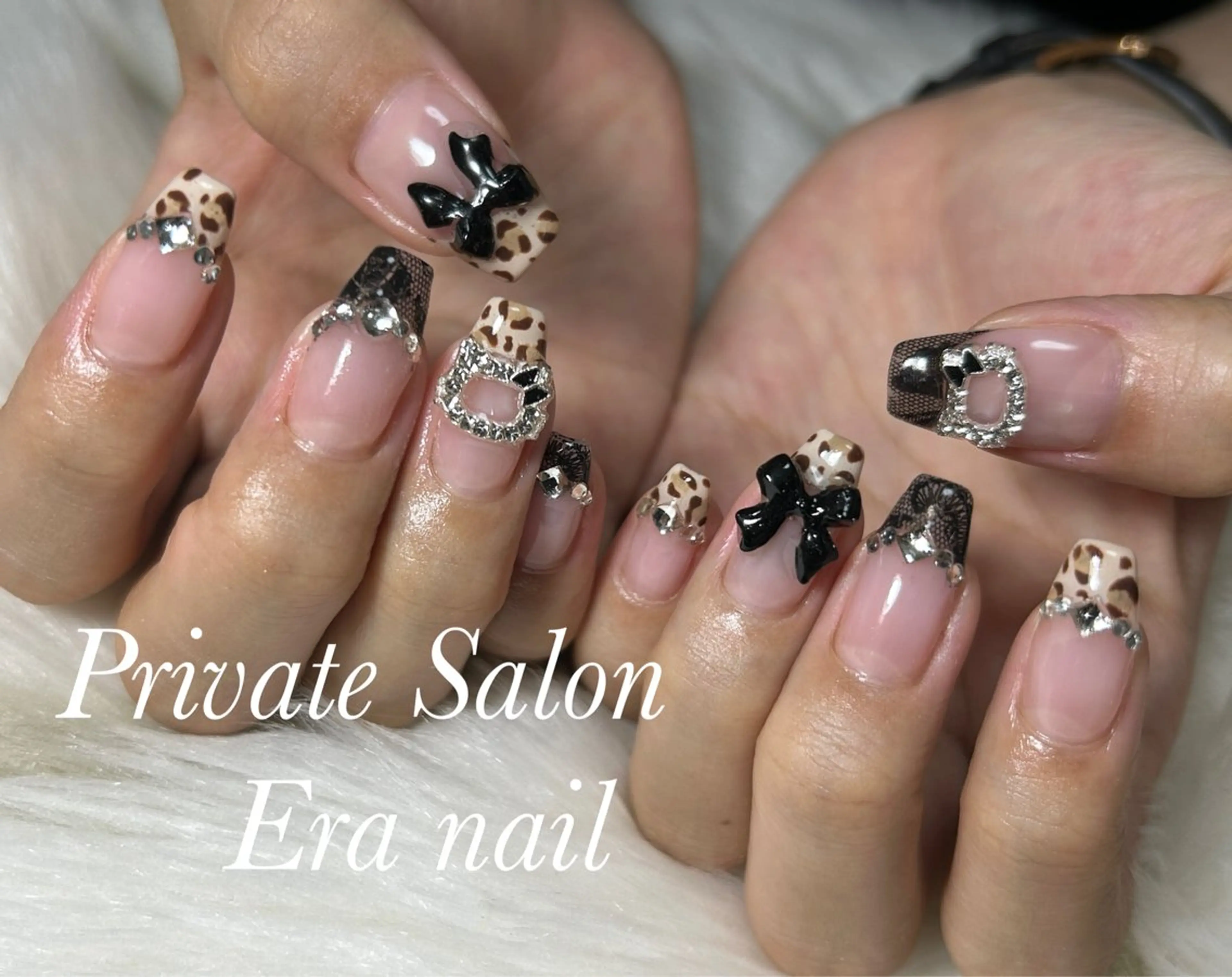 ネイル アニマル柄 フレンチネイル ハンドネイル Era nailのネイルデザイン