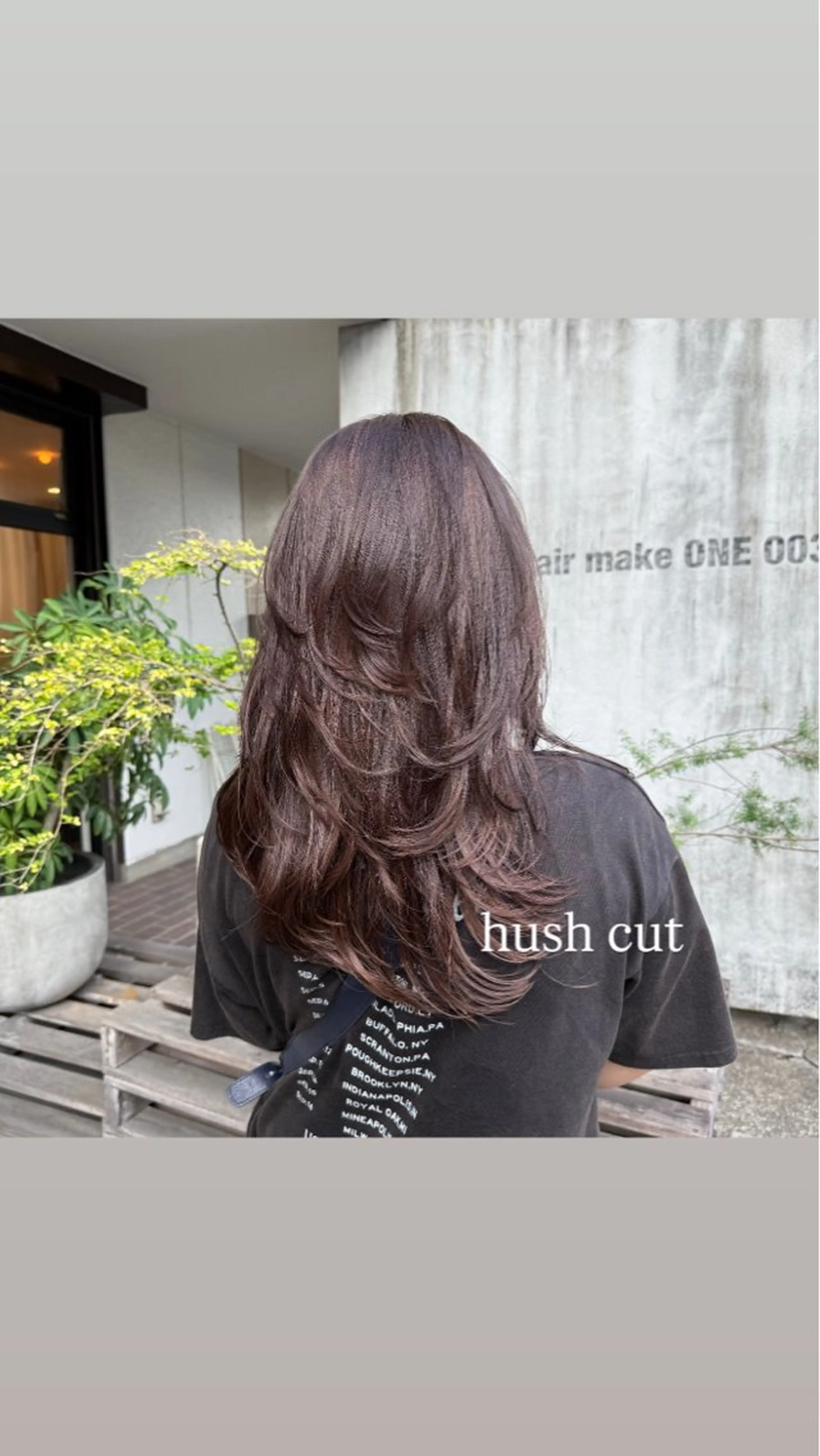 ミディアム カラー ヘアアレンジ ハッシュカット レイヤーカット カット ヘアカラー トリートメント 飯島 美海のヘアスタイル