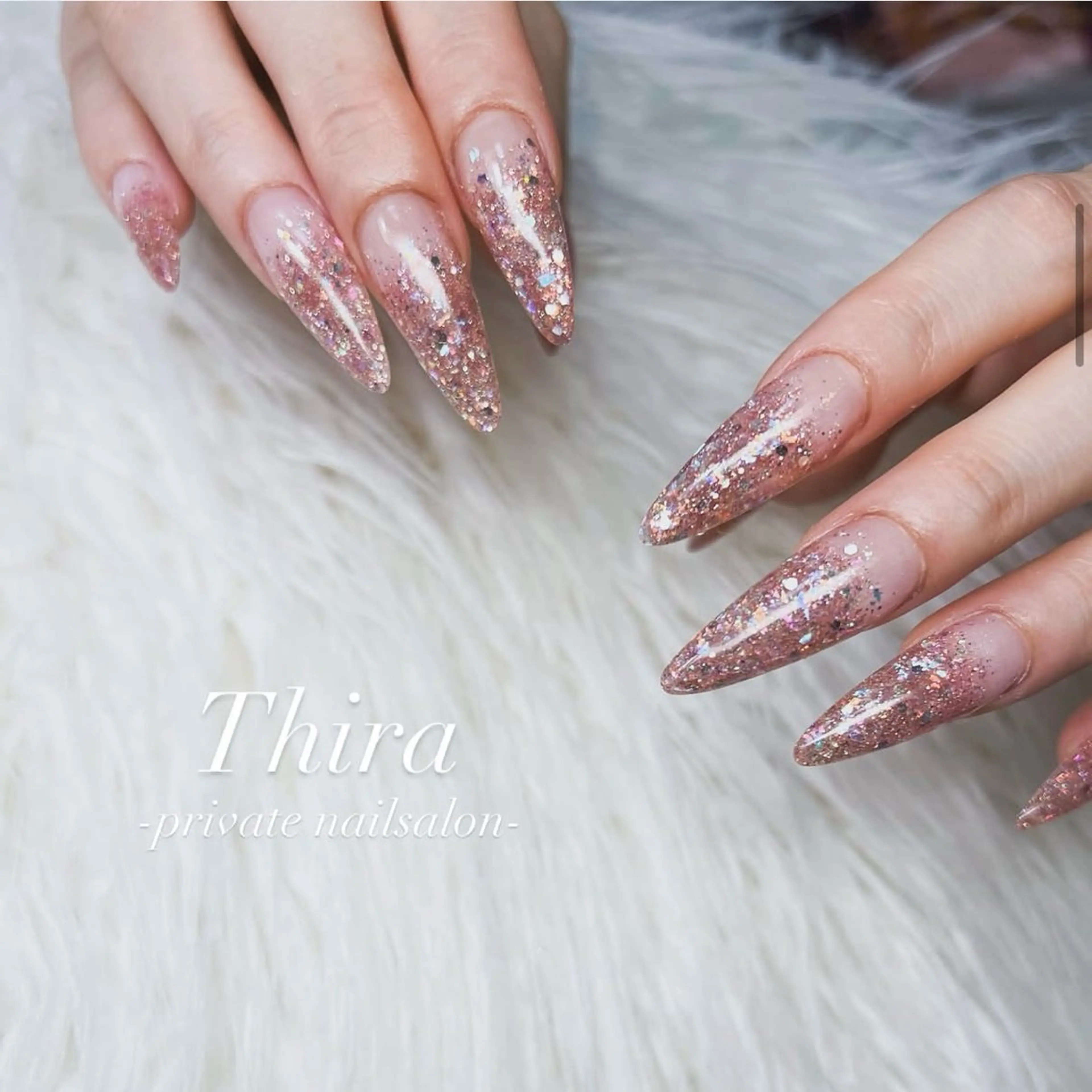 ネイル グラデーション ラメ(グリッター) ロングネイル ワンカラーネイル ハンドネイル Nail saeのネイルデザイン