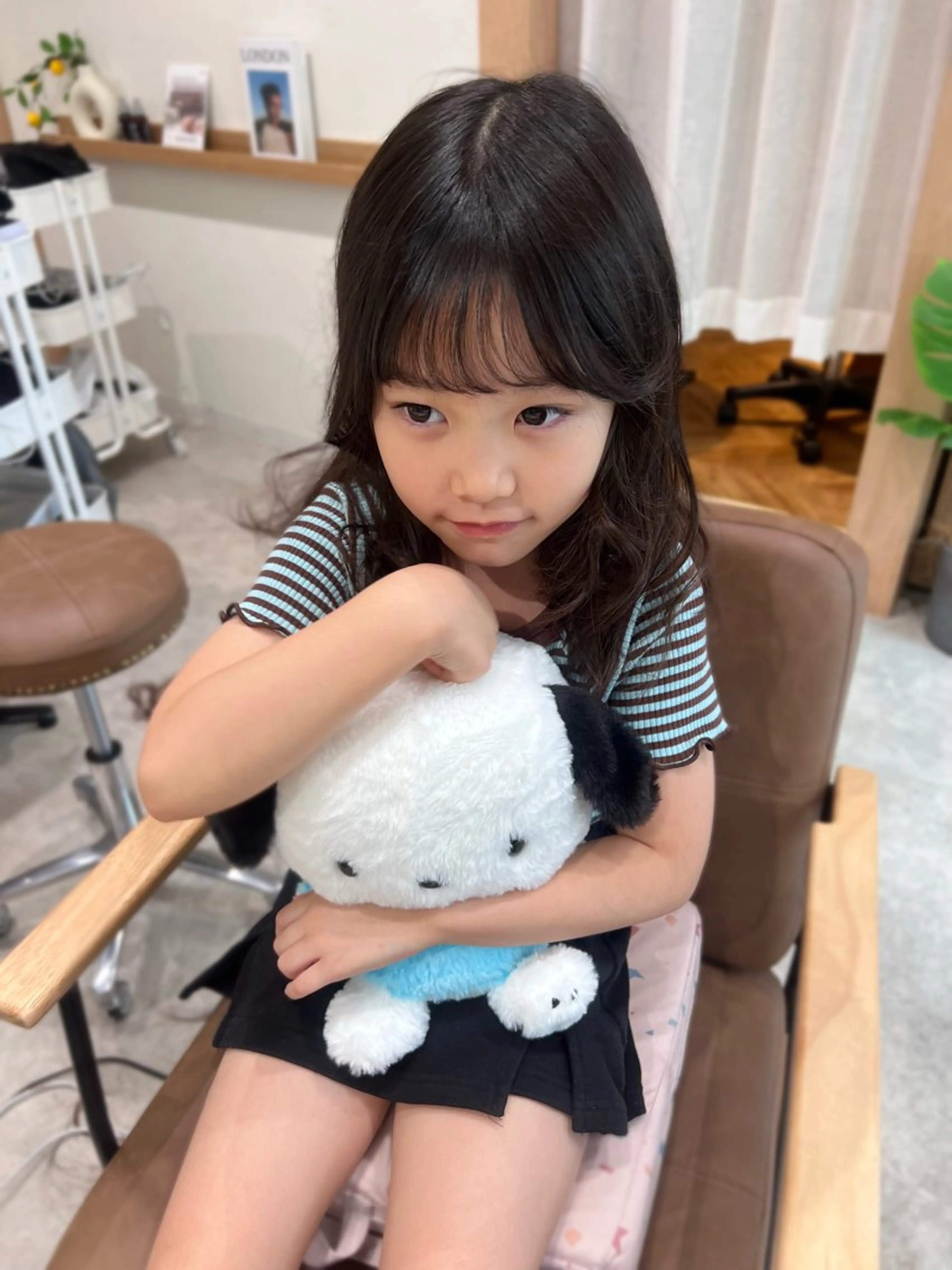 セミロング くせ毛 カット Day .1のヘアスタイル