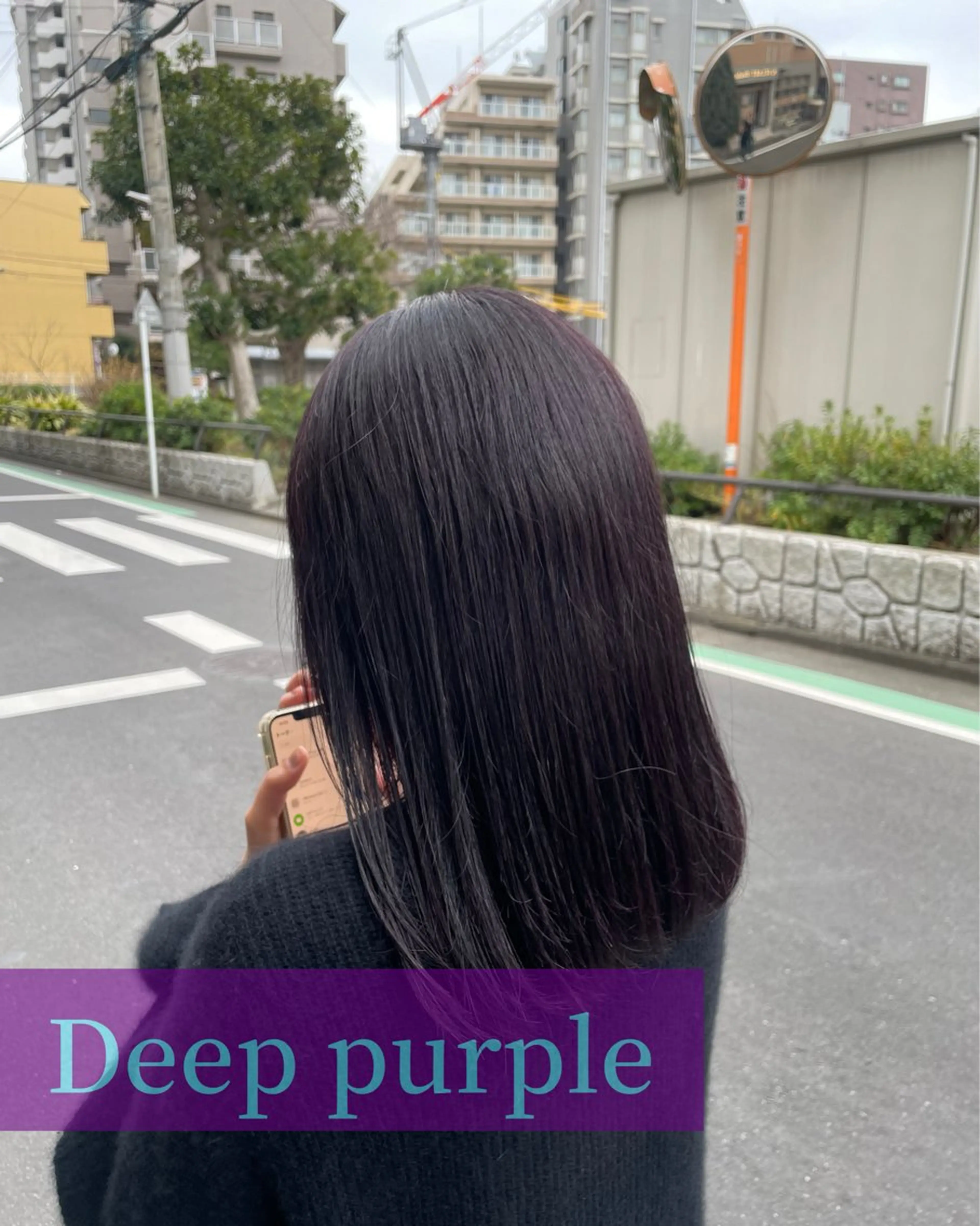 セミロング カラー パープルカラー カット ヘアカラー 高橋 芽衣のヘアスタイル