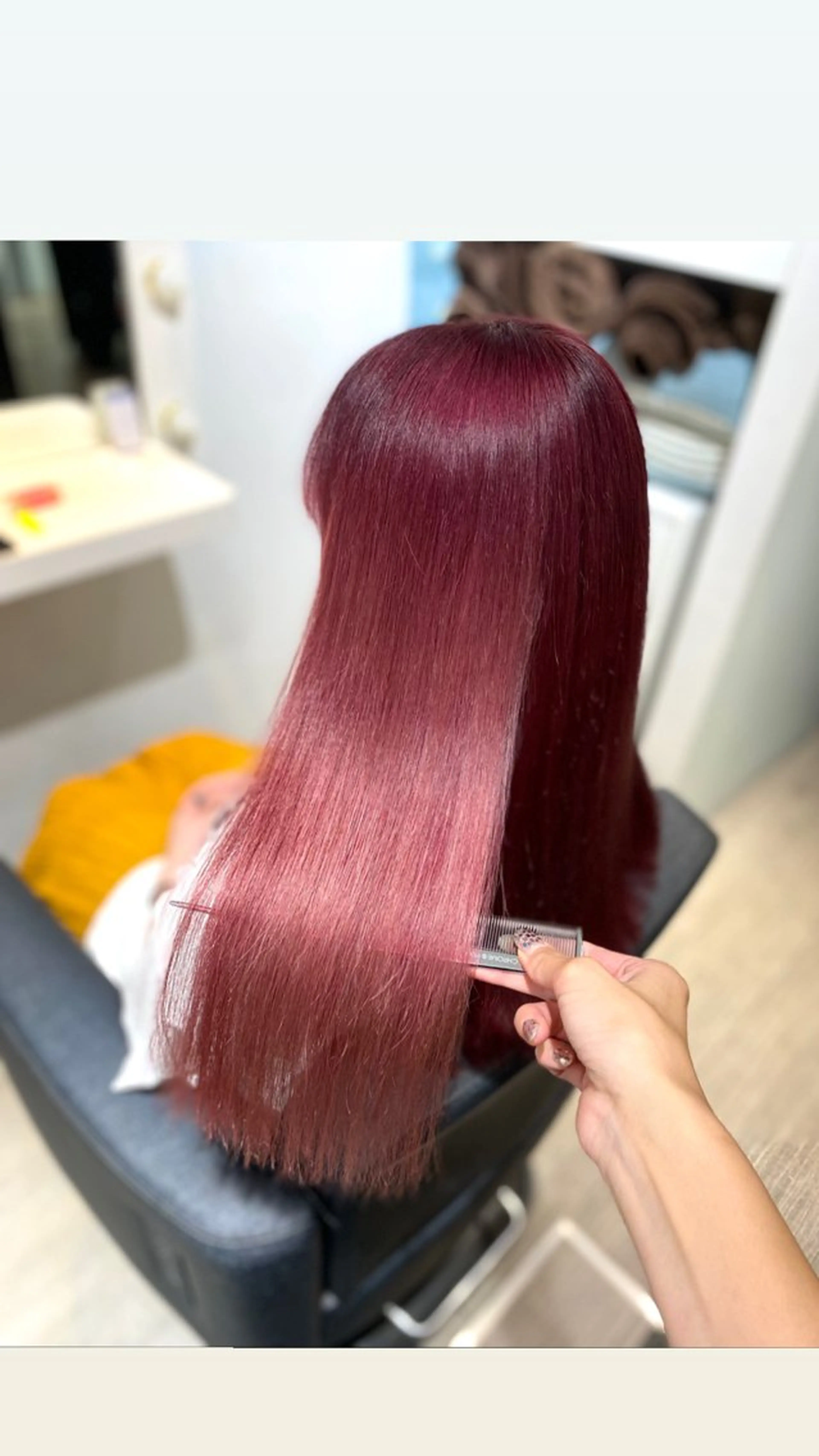 ロング カラー 髪質改善 縮毛矯正 ヘアカラー 縮毛矯正 韓国風レイヤーカット 💎髪質改善"yuiのヘアスタイル