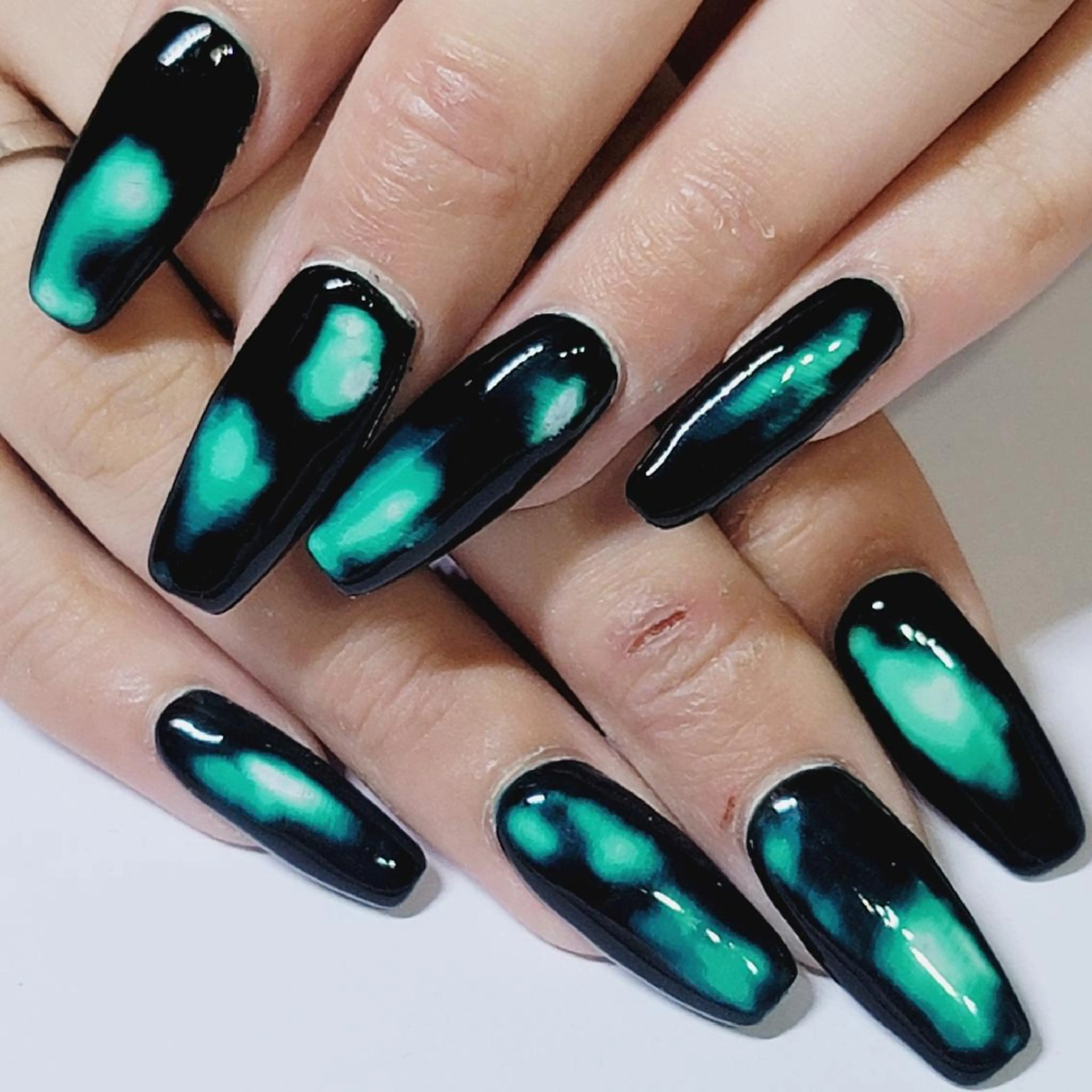 ネイル アートネイル グラデーション グリーン ハンドネイル よしだ ひろきのネイルデザイン