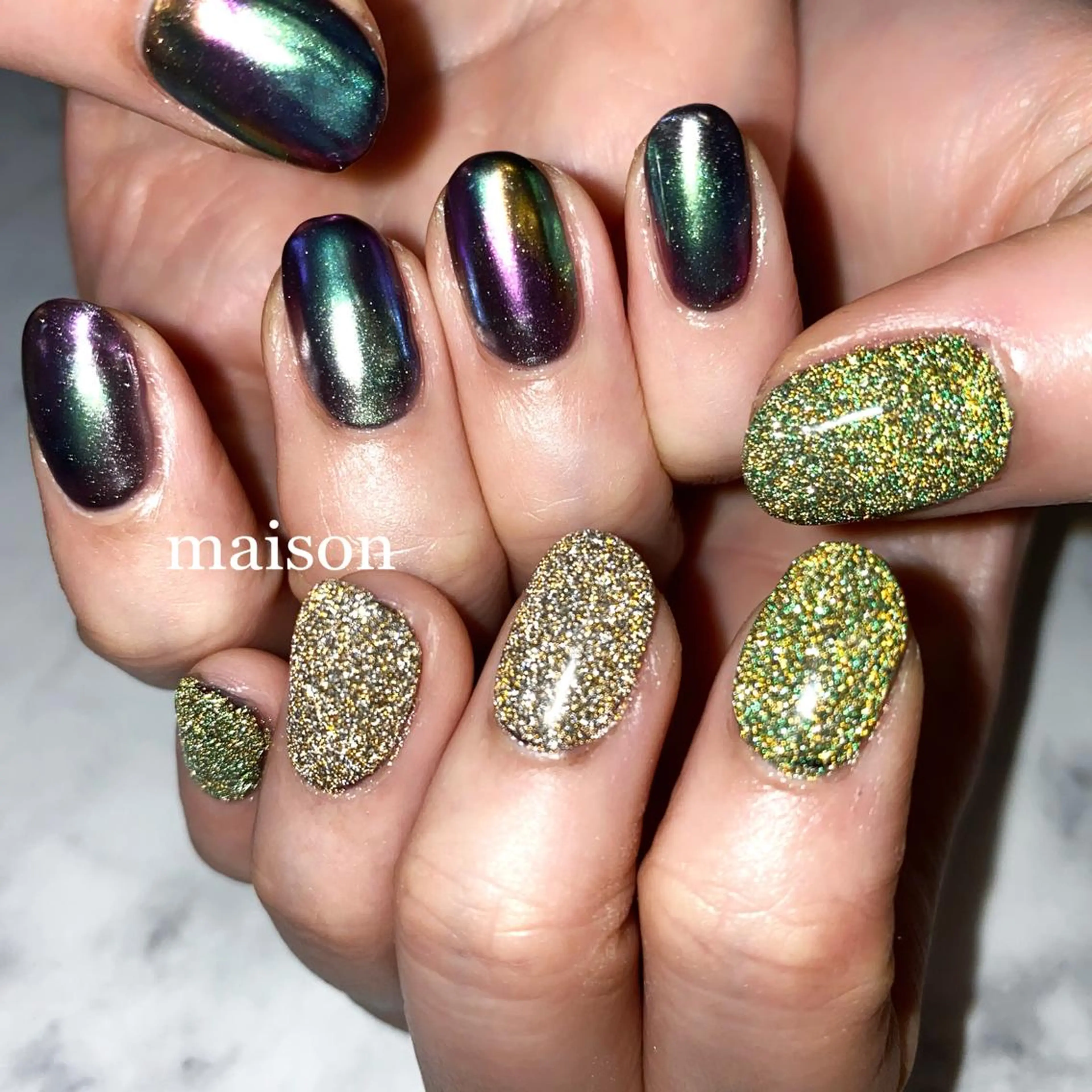 ネイル フラッシュネイル ミラーネイル ハンドネイル ISHIHARA KANAのネイルデザイン