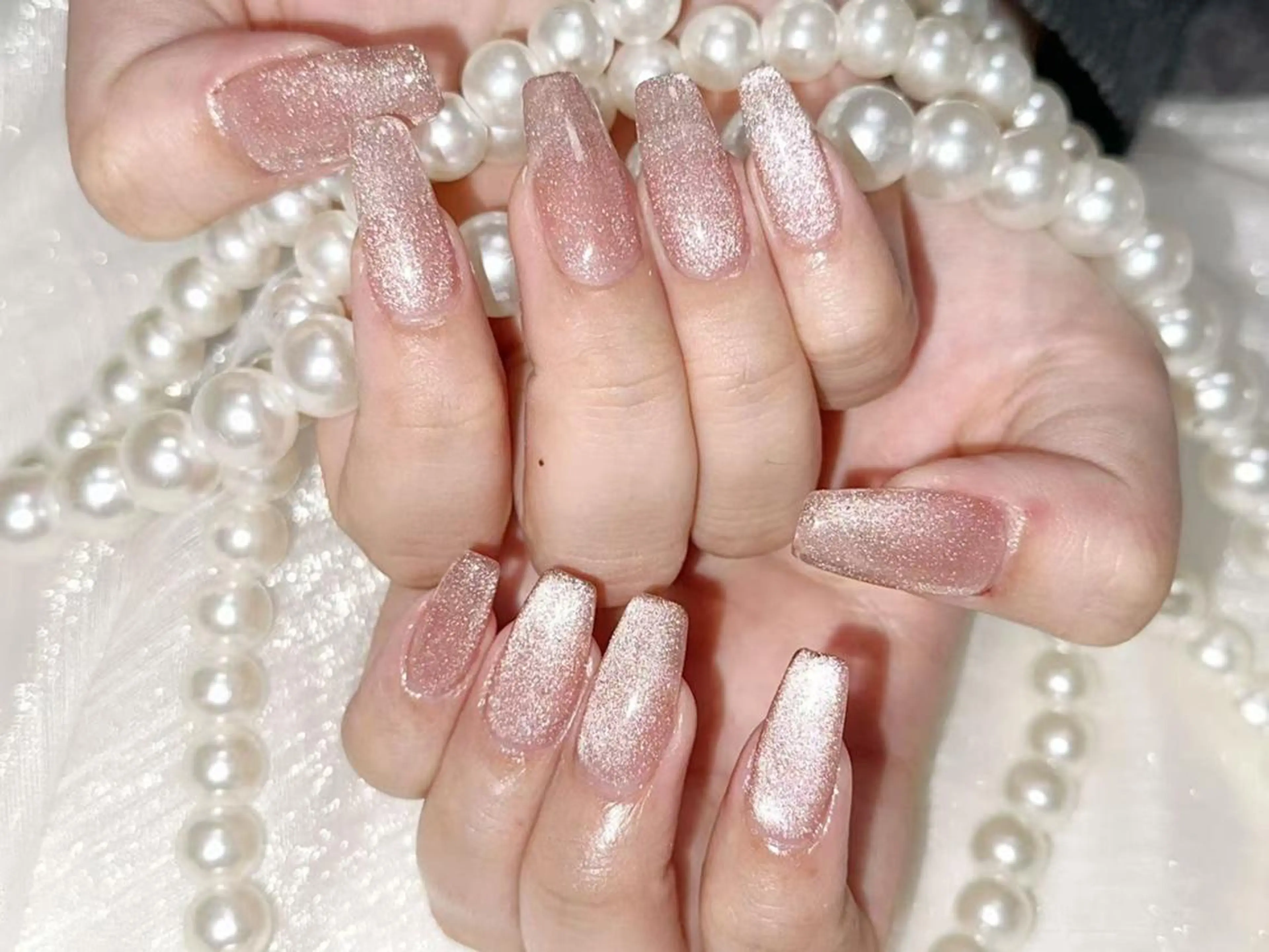 ネイル アートネイル クリアネイル 成人式 長さ出し フラッシュネイル ハンドネイル Ru na🍳のネイルデザイン