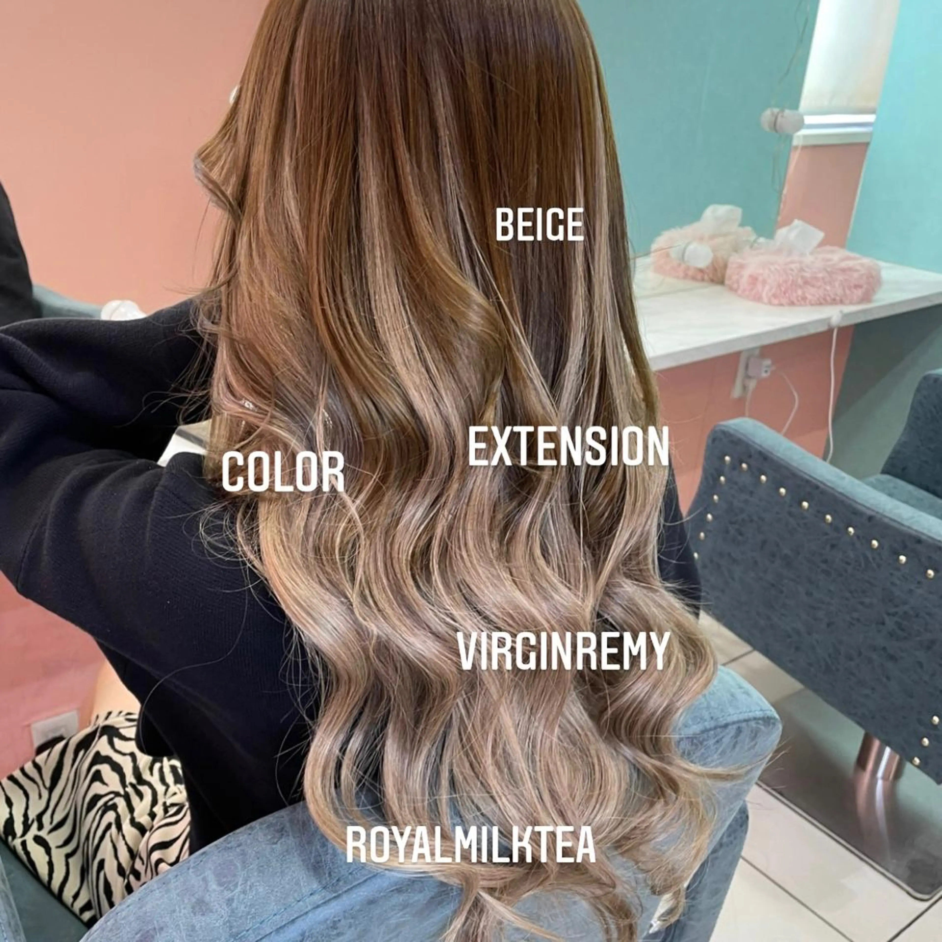 ロング カラー エクステ🩵ブリーチ 韓国ヘア🩵KAEのヘアスタイル