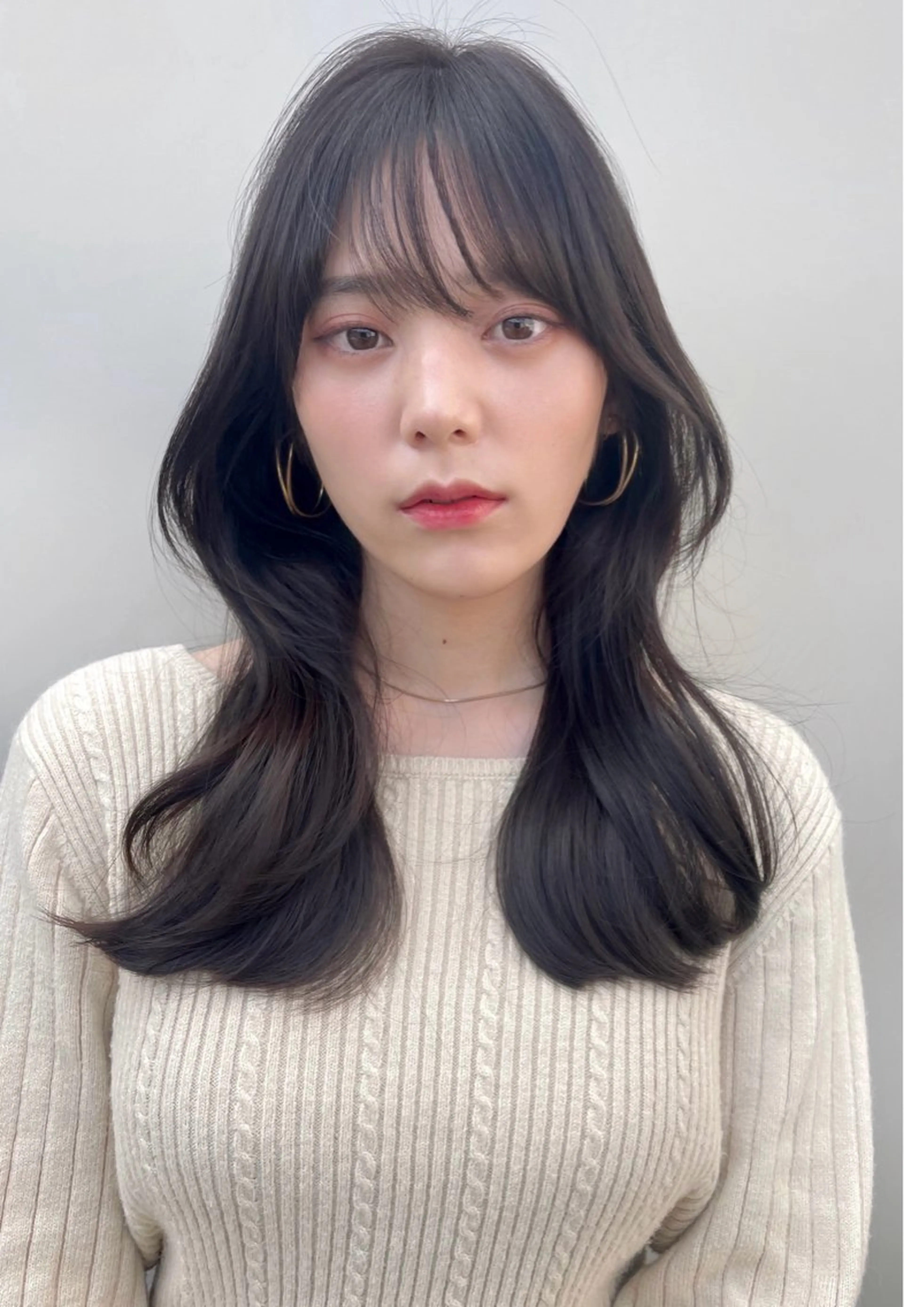 セミロング カラー くびれヘア 韓国風ヘア レイヤーカット 【韓国ヘア×透明感 カラー】笹谷 莉未のヘアスタイル