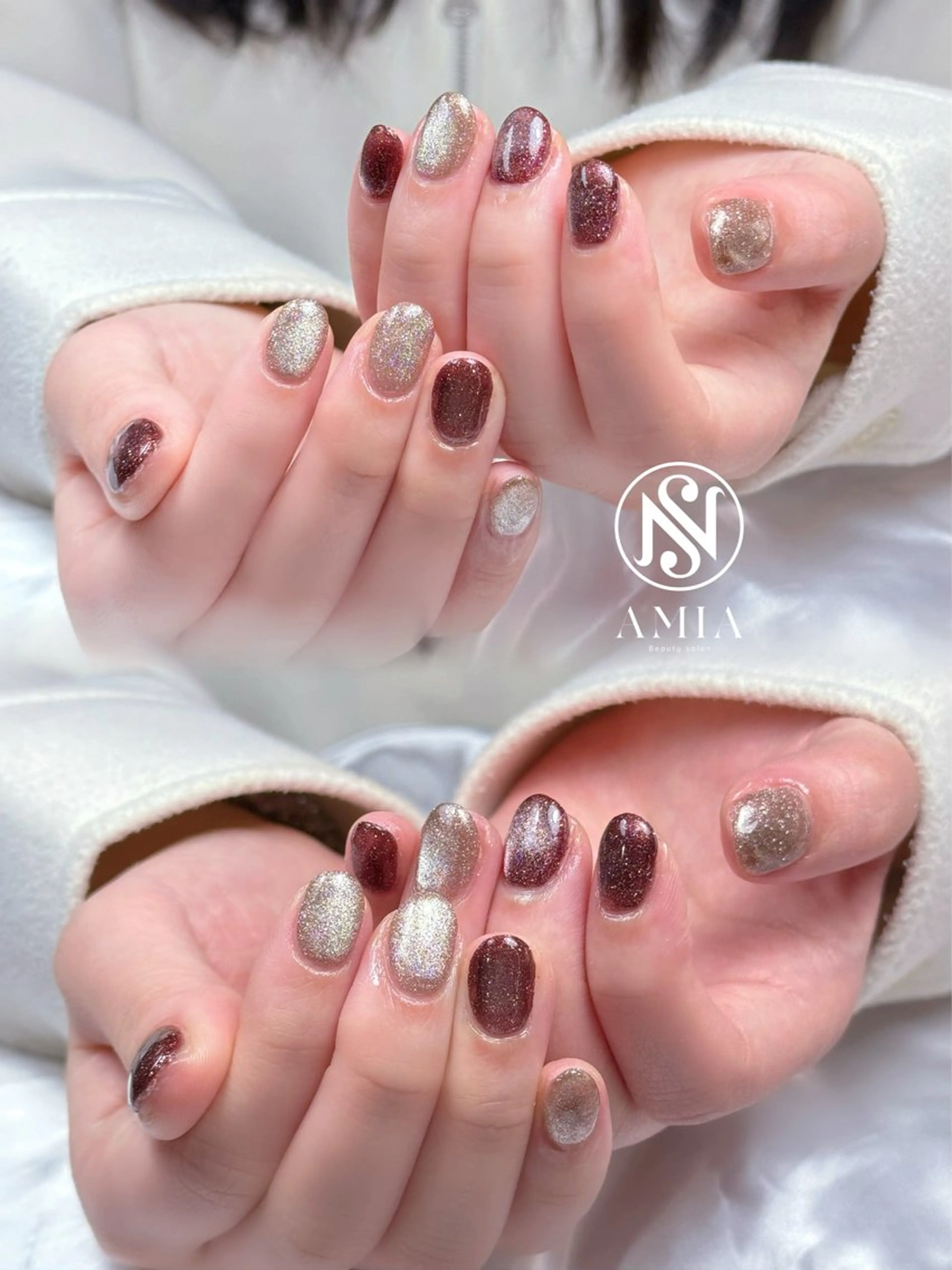 ミディアム ハンドネイル フットネイル ハンドケア AMIA BEAUTY SALON所属・🌟AMIA BEAUTY🌟のネイルデザイン