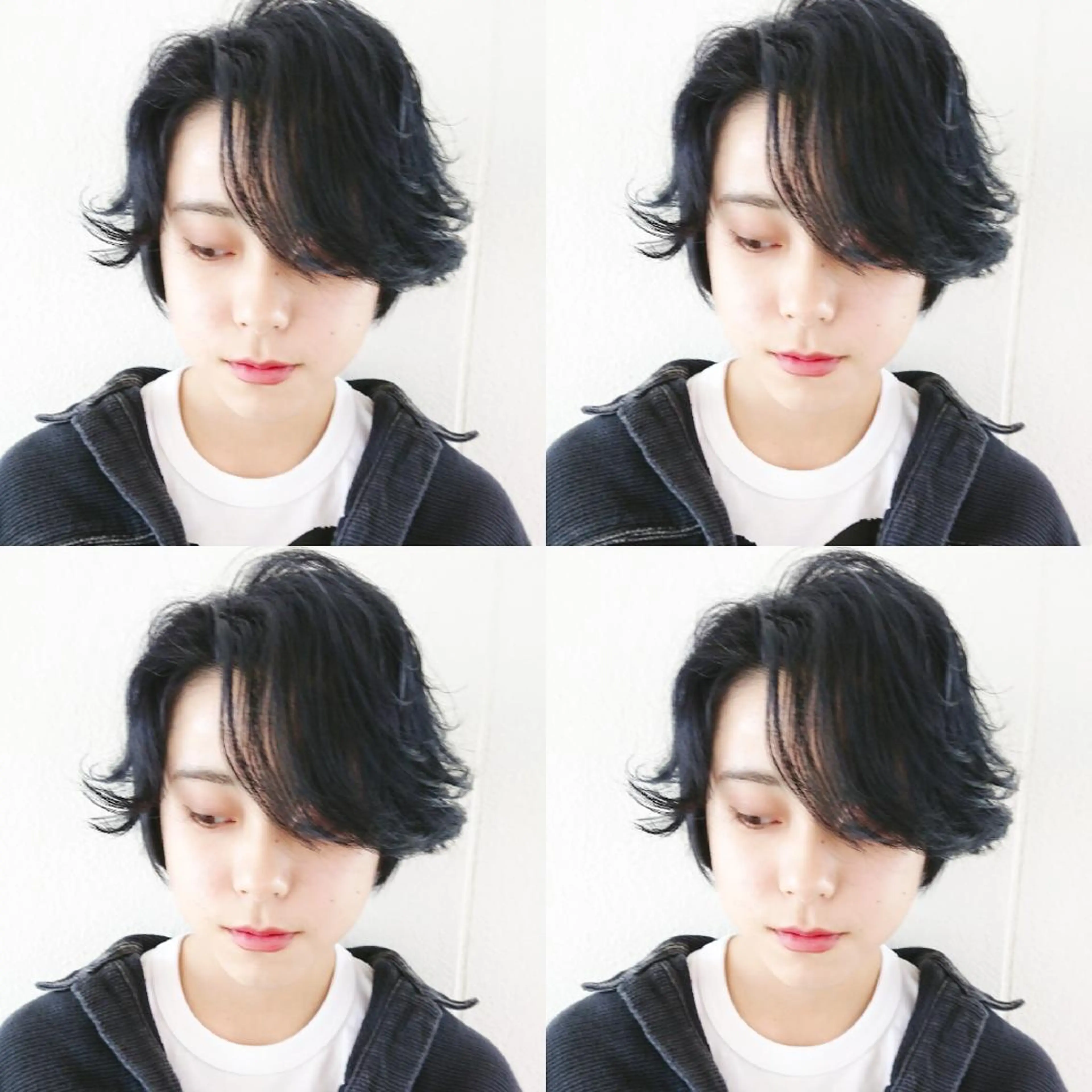 ミディアム カラー 黒髪 ブリーチ ブルーカラー ブルーブラック ボブ nambu-GARDEN所属・上田 昂雅のヘアスタイル