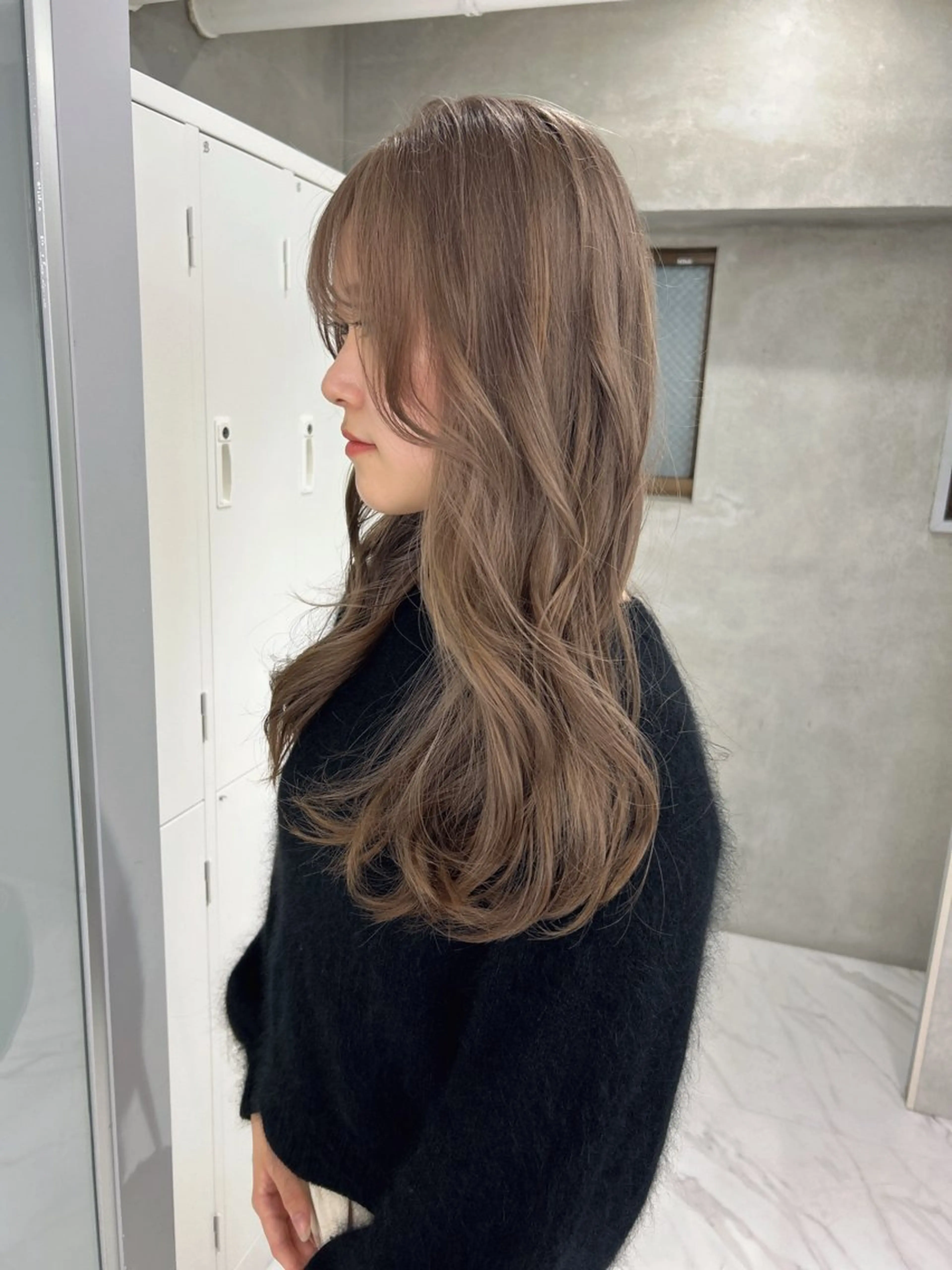 ロング カラー ブリーチ グレージュ トリートメント カット ヘアカラー トリートメント shizuna/天神 /メンズ/ボブのヘアスタイル