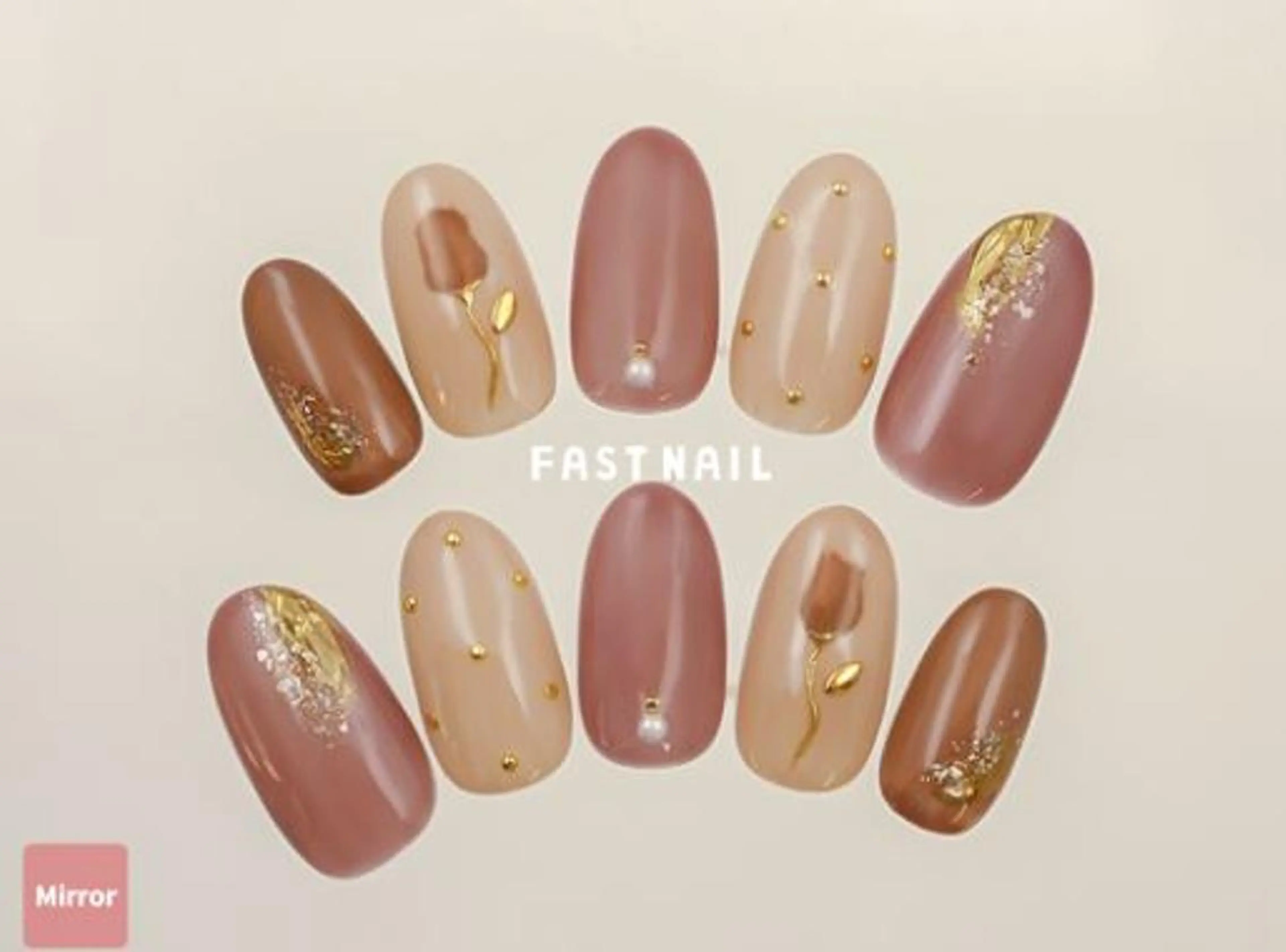 ネイル ドット ミラーネイル 春ネイル FASTNAIL 立川店のネイルデザイン