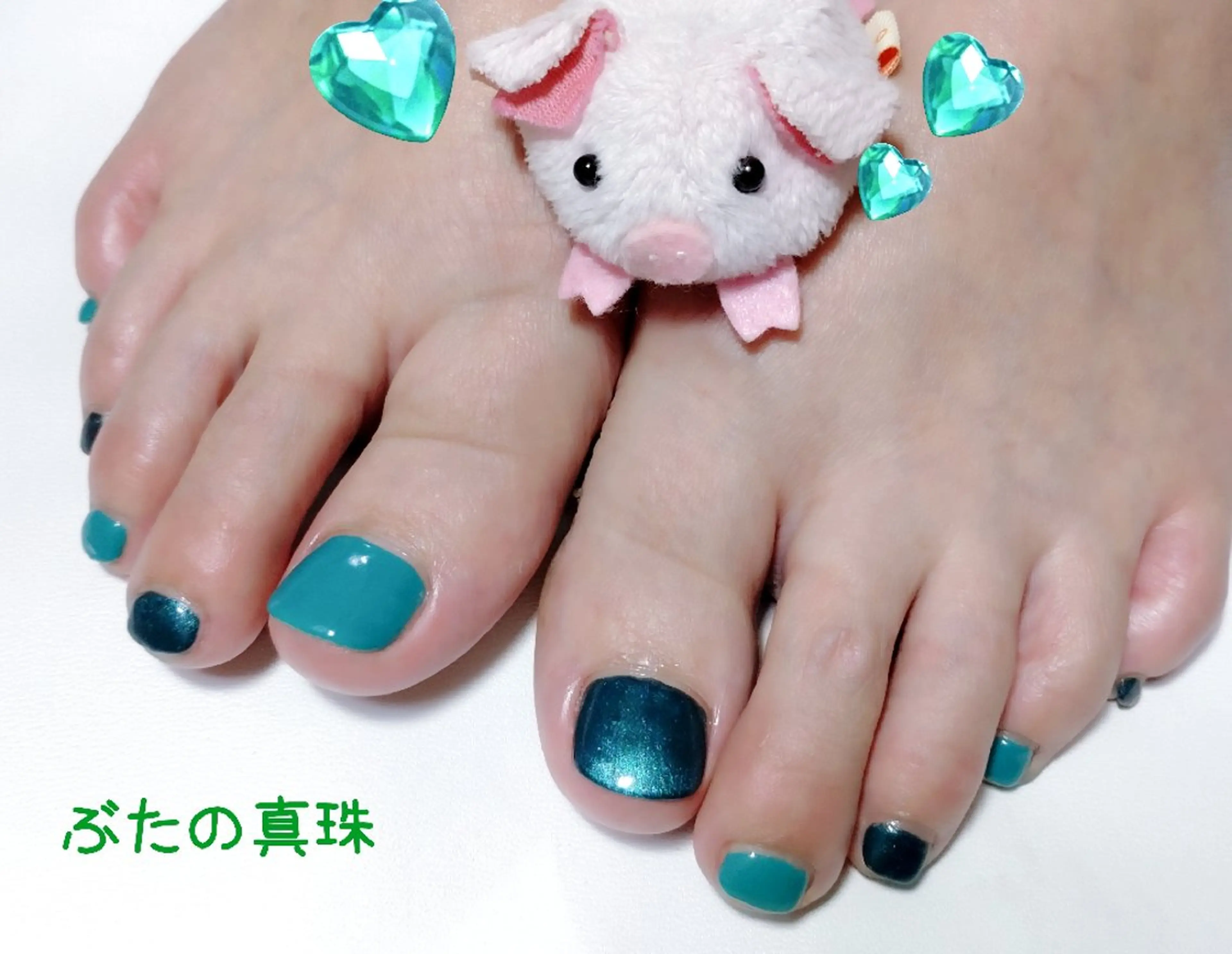 ネイル フットネイル グリーン フットネイル 林 珠里のネイルデザイン