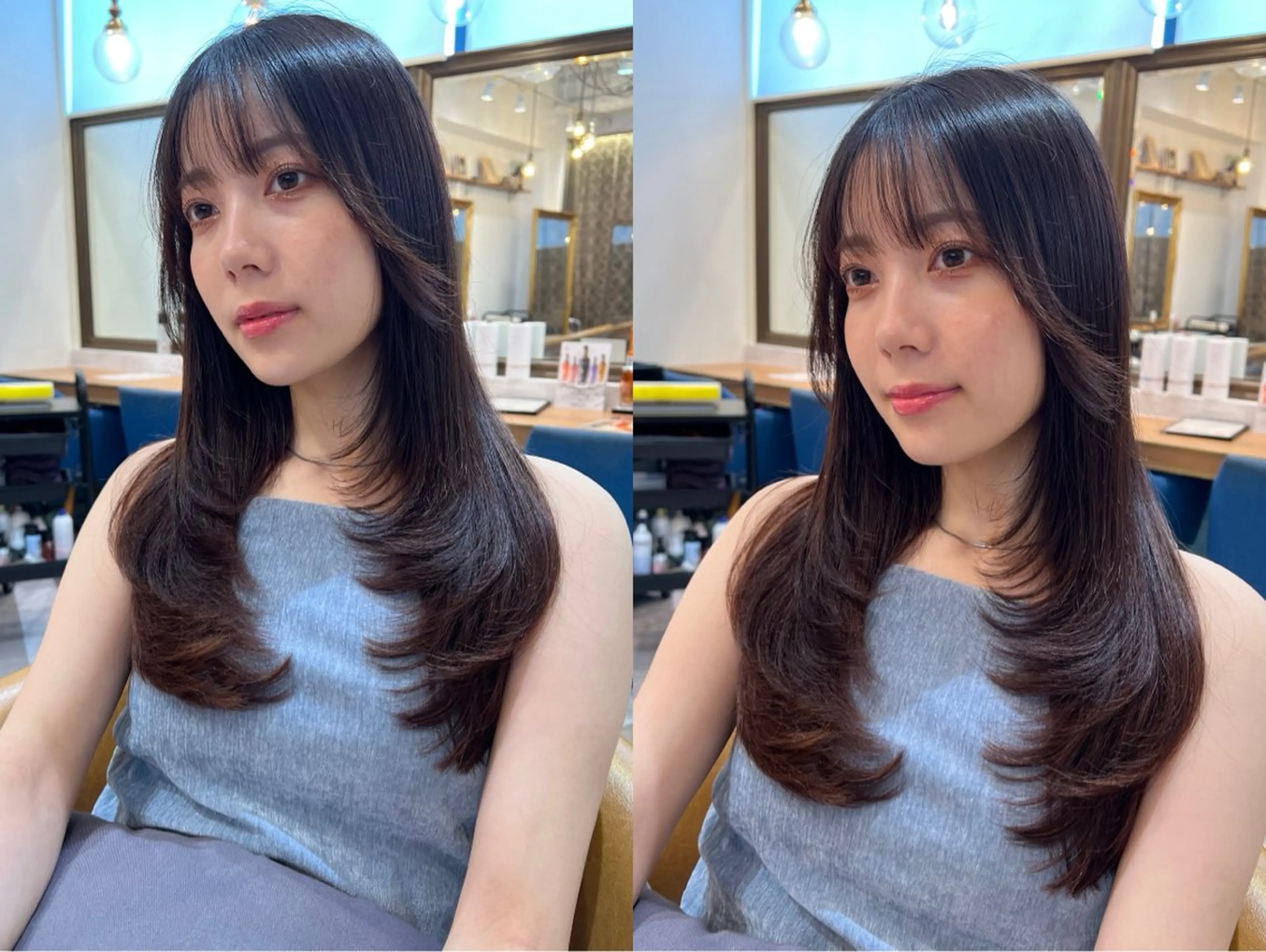 ミディアム カット ヘアカラー トリートメント 🤍くびれレイヤー /韓国風🖤菊池瑛士のヘアスタイル