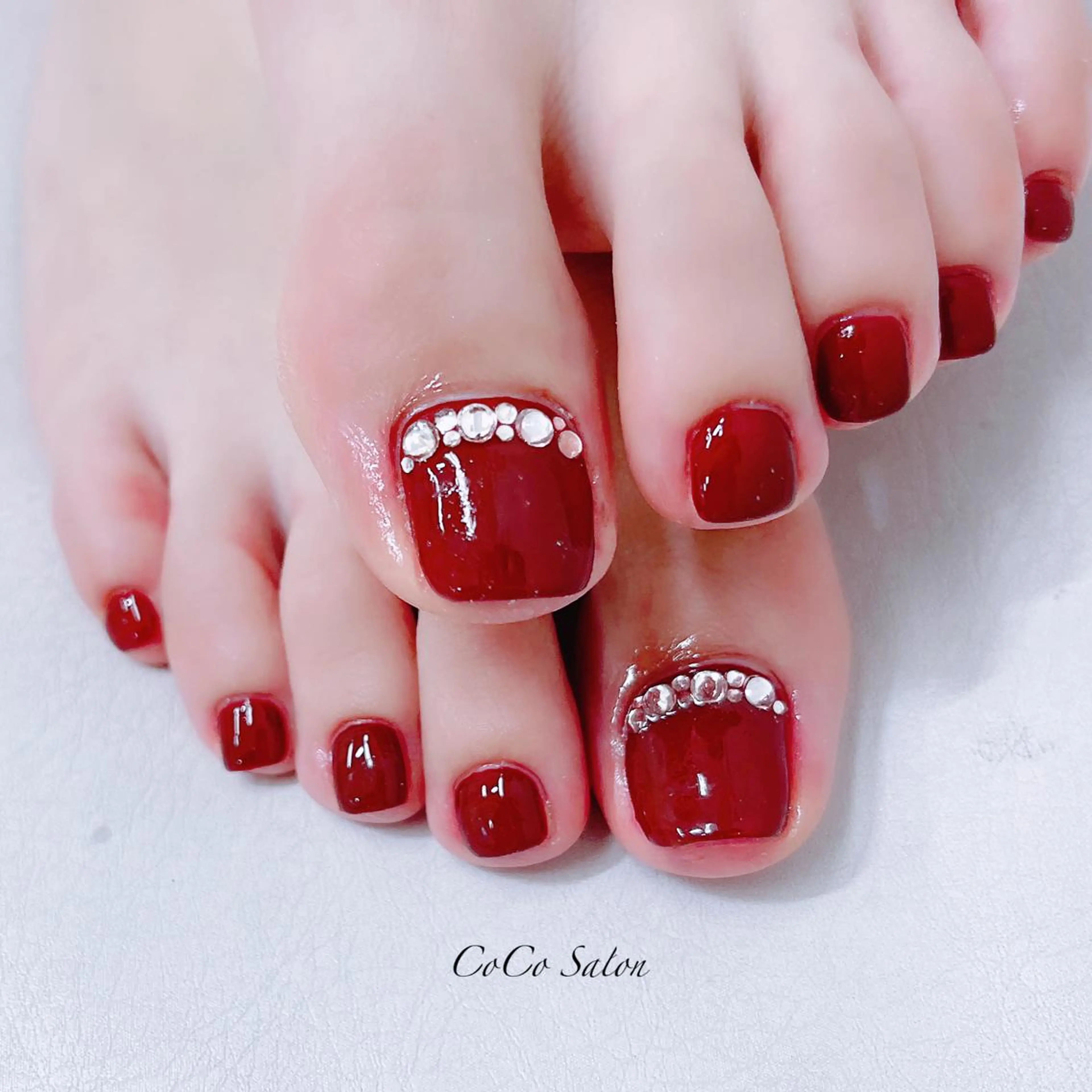 ネイル ボルドー 成人式 長さ出し フットネイル ジェルネイル フットネイル CoCoSalon ネイル/まつ毛予約のネイルデザイン