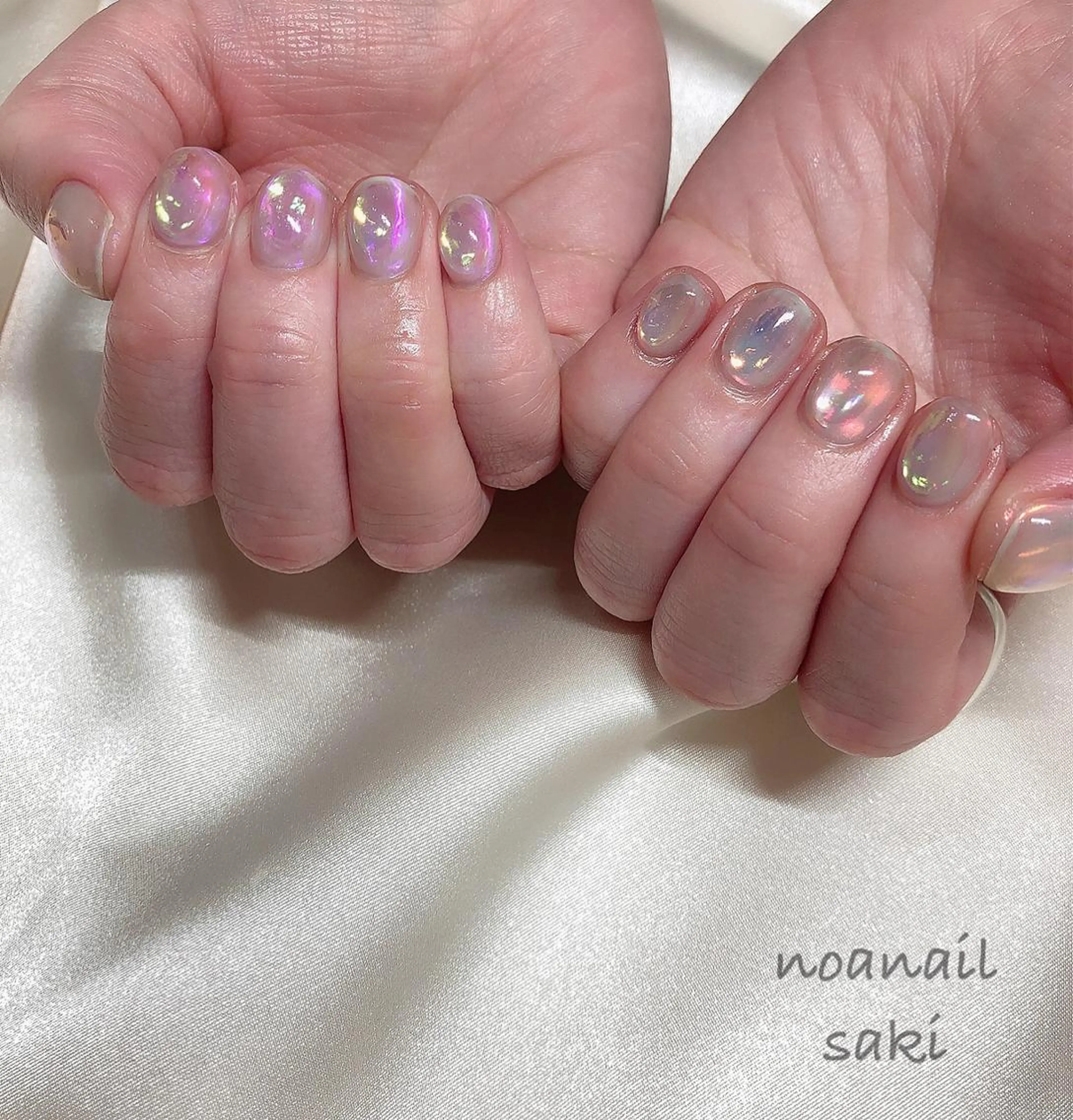 ネイル アートネイル オーロラネイル ジェルネイル 氷ネイル・うるうるネイル ニュアンスネイル nailsalon noa所属・nailist sakiのネイルデザイン