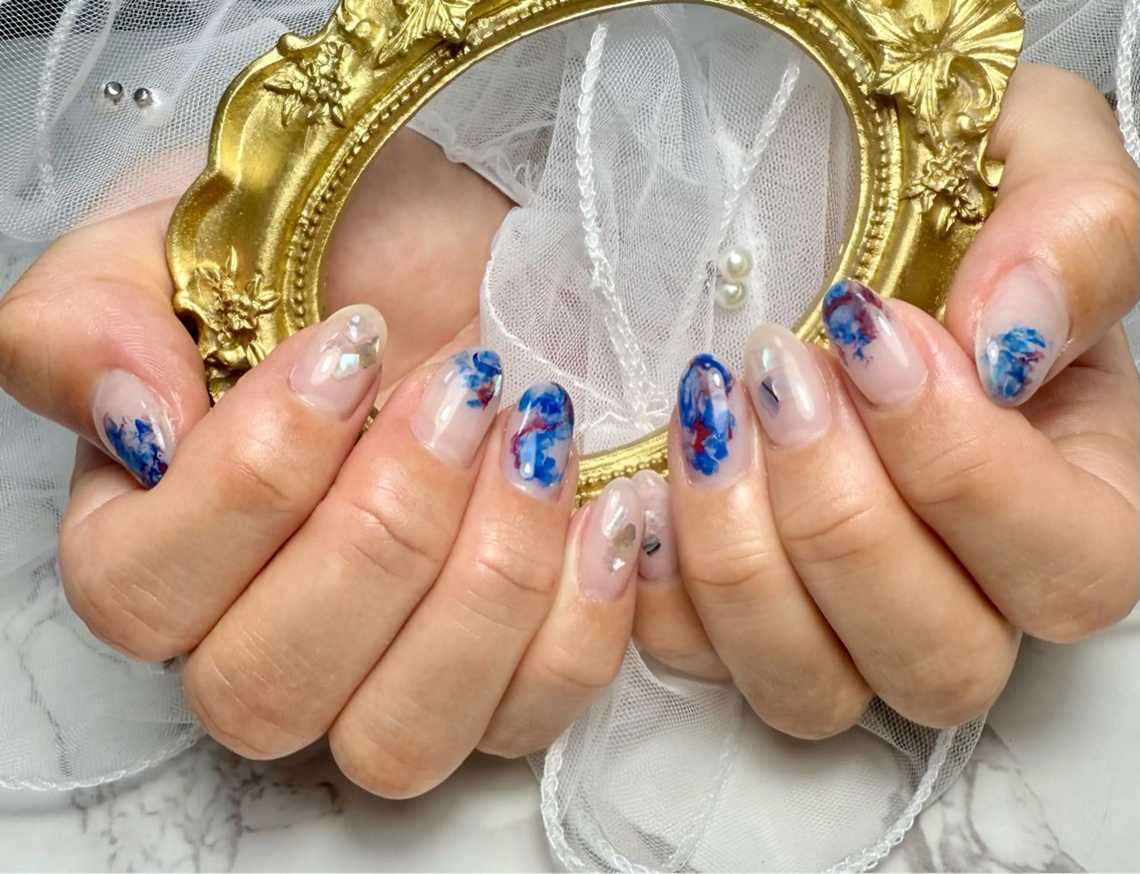 ネイル アートネイル チークネイル フレンチネイル 氷ネイル・うるうるネイル キラキラネイル M.N_ nailのネイルデザイン
