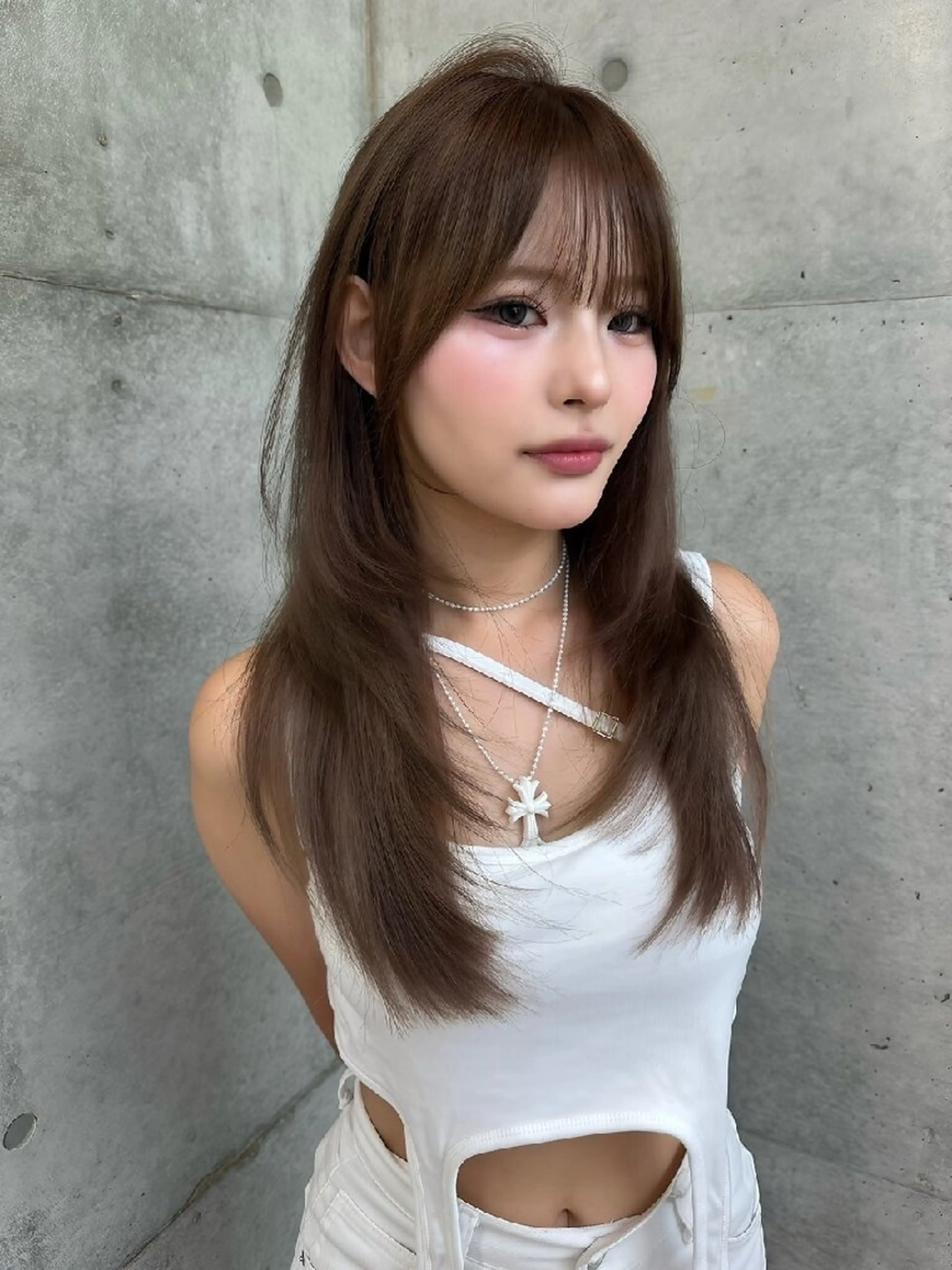 カラー セミロング カット ヘアカラー トリートメント 髪質改善/韓国ヘア /透明感カラー🧸のヘアスタイル