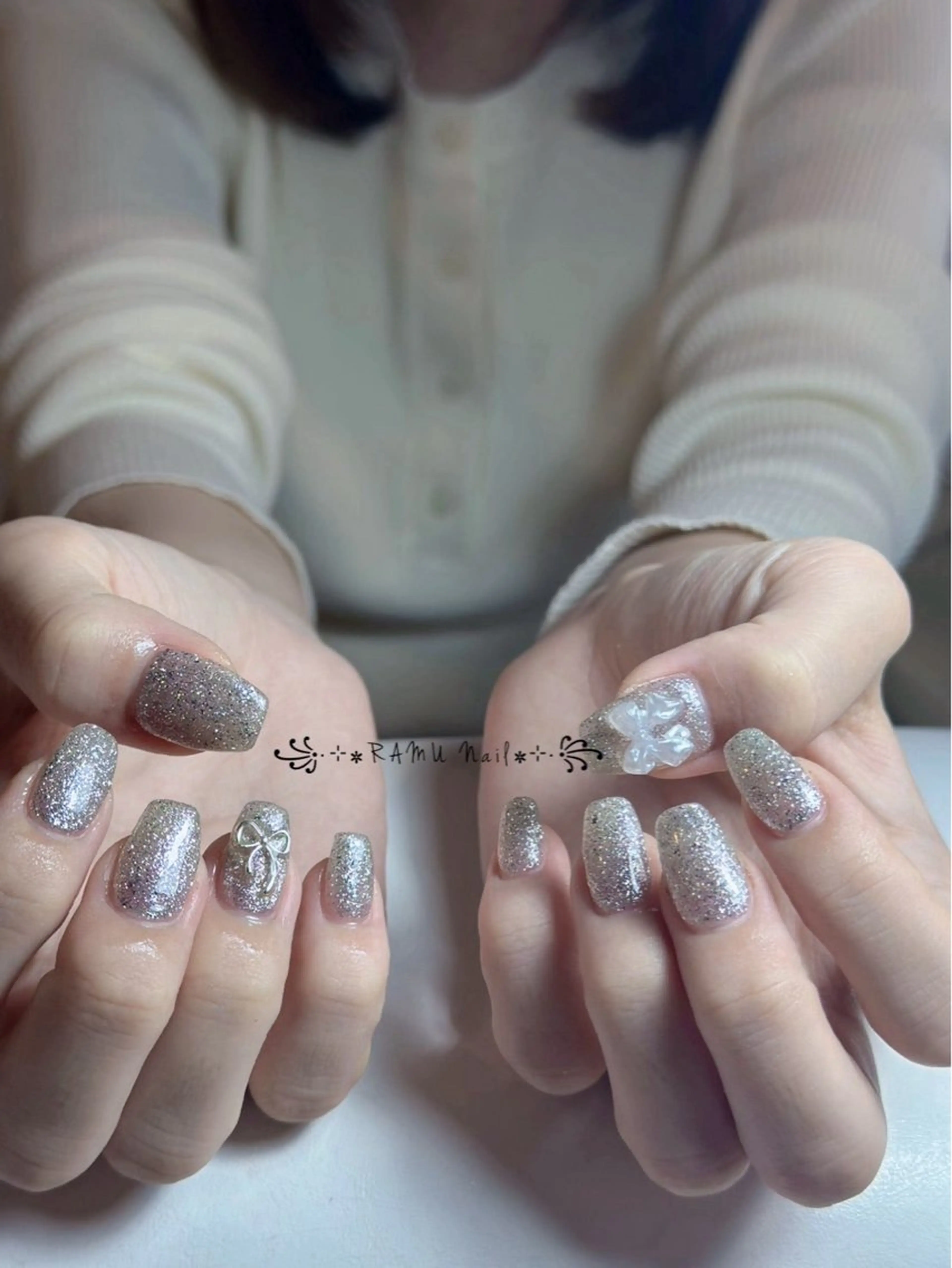 ネイル キラキラネイル マグネットネイル ミラーネイル ピンク 春ネイル ハンドネイル RAMU Nail 恵比寿店のネイルデザイン