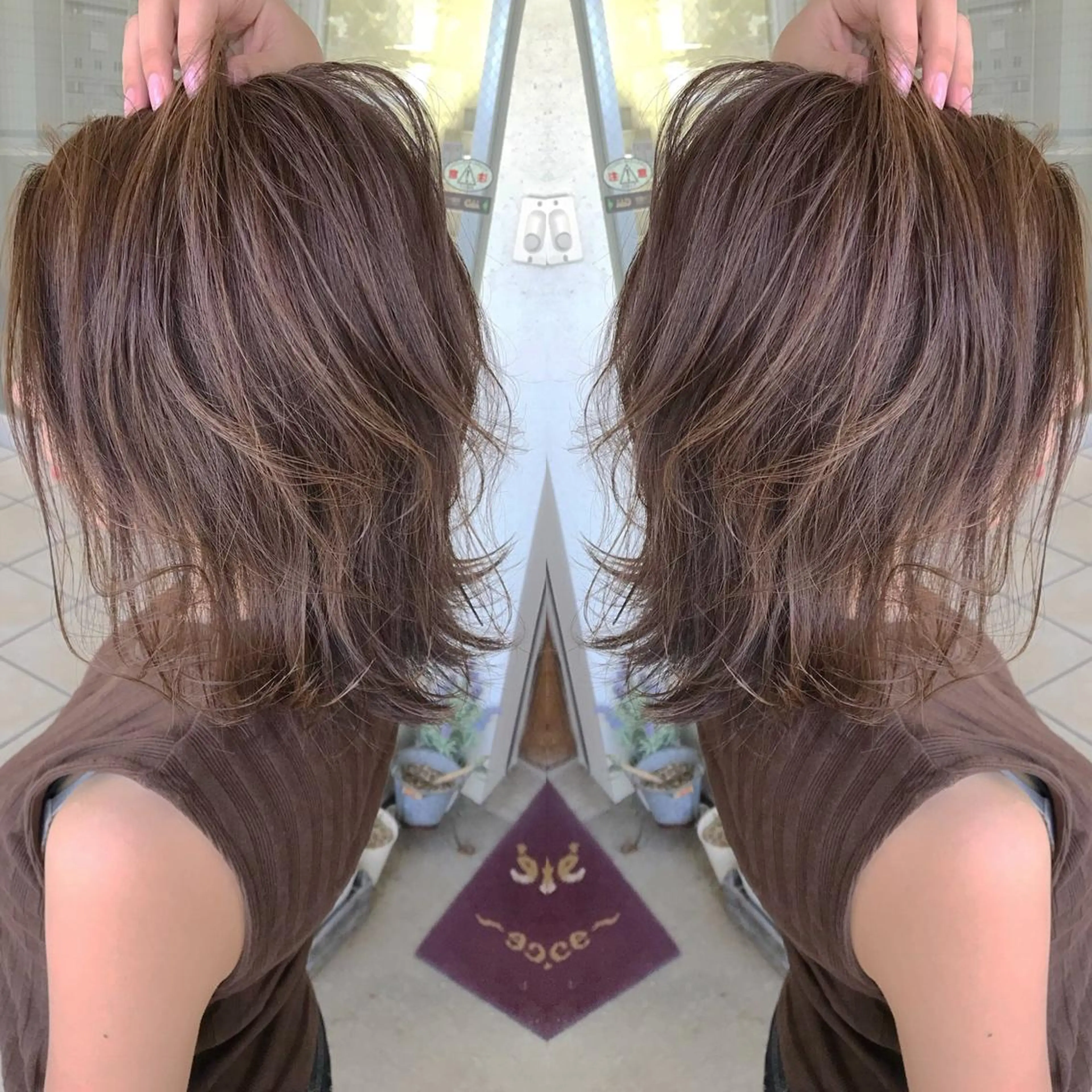 ミディアム カラー ハイライトカラー ハイライト カット ヘアカラー grand juteのヘアスタイル