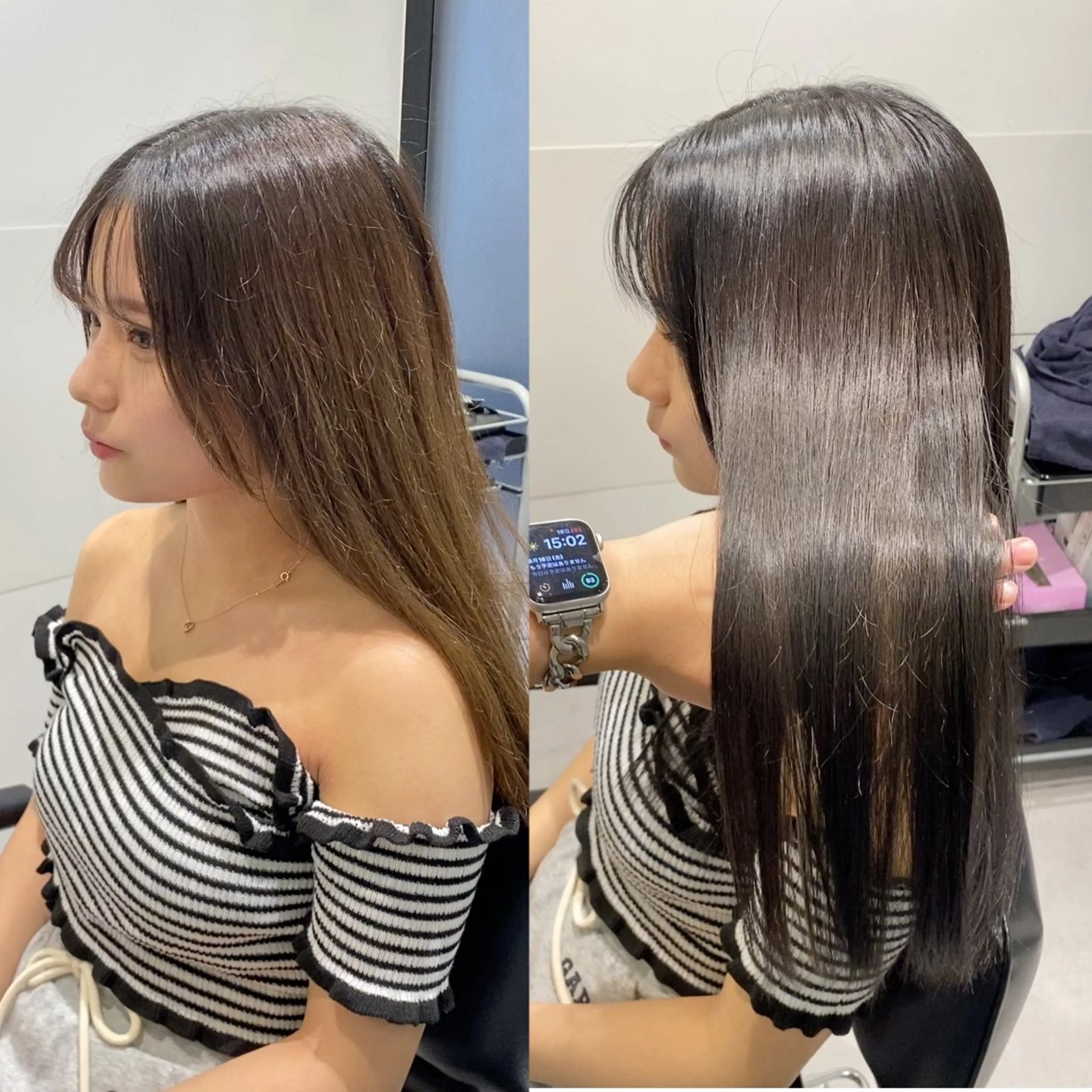 ミディアム カット ヘアカラー トリートメント 髪質改善水素TR× レイヤーカット/熊澤のヘアスタイル