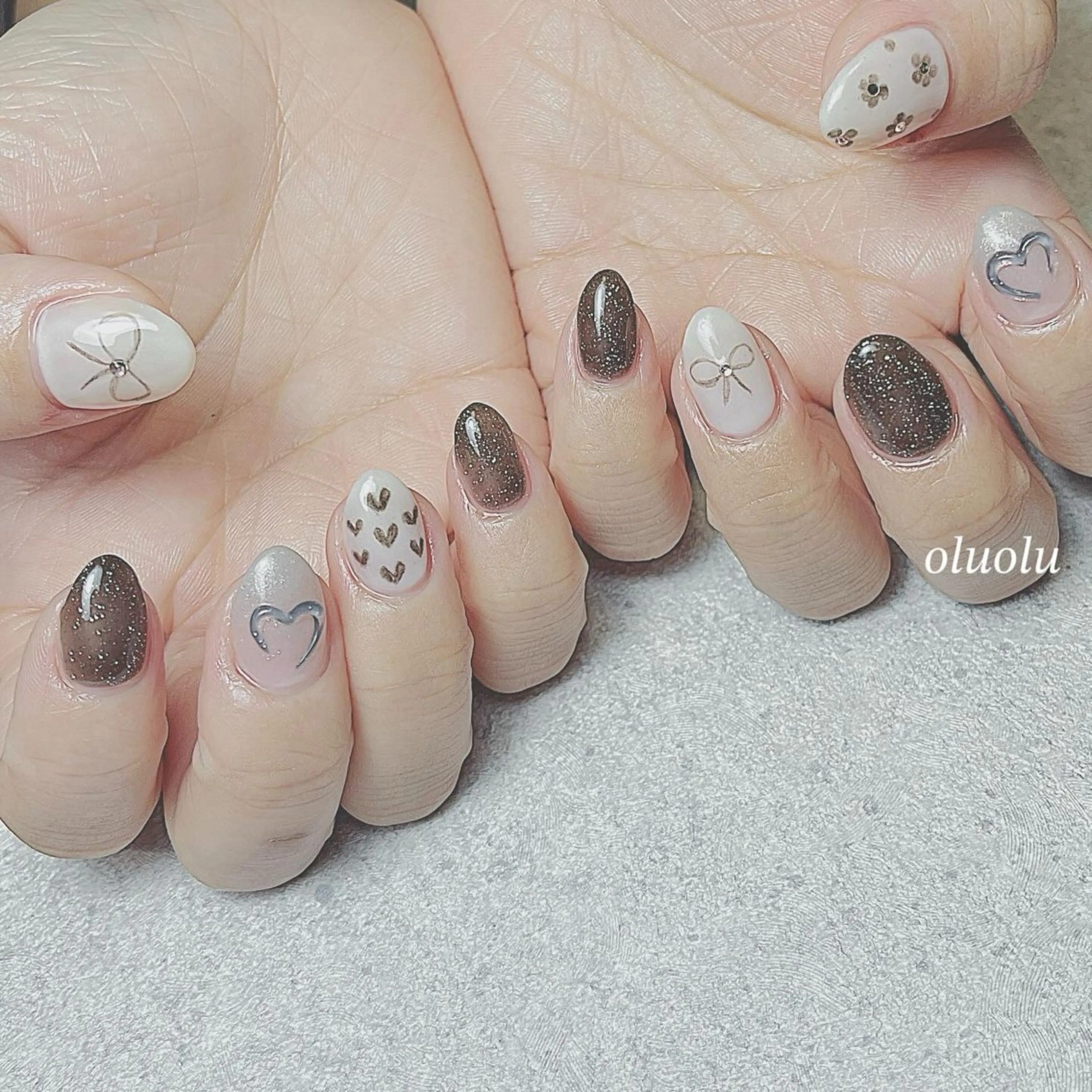 ネイル アートネイル フラワーネイル フットネイル ハート ニュアンスネイル ハンドネイル 大村 紬華のネイルデザイン