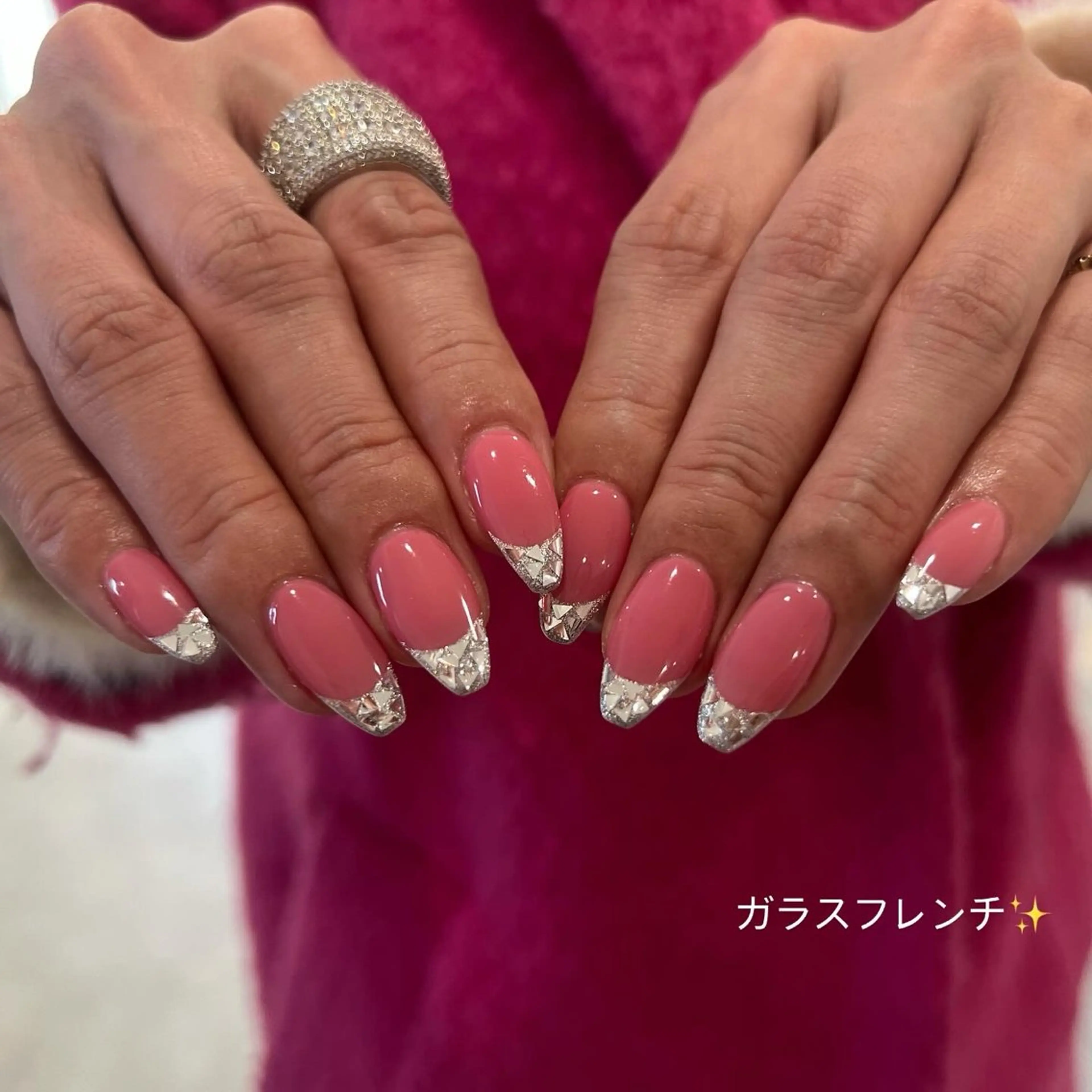 ネイル フレンチネイル ガラスフレンチ Bianca大名店 yonekuraのネイルデザイン