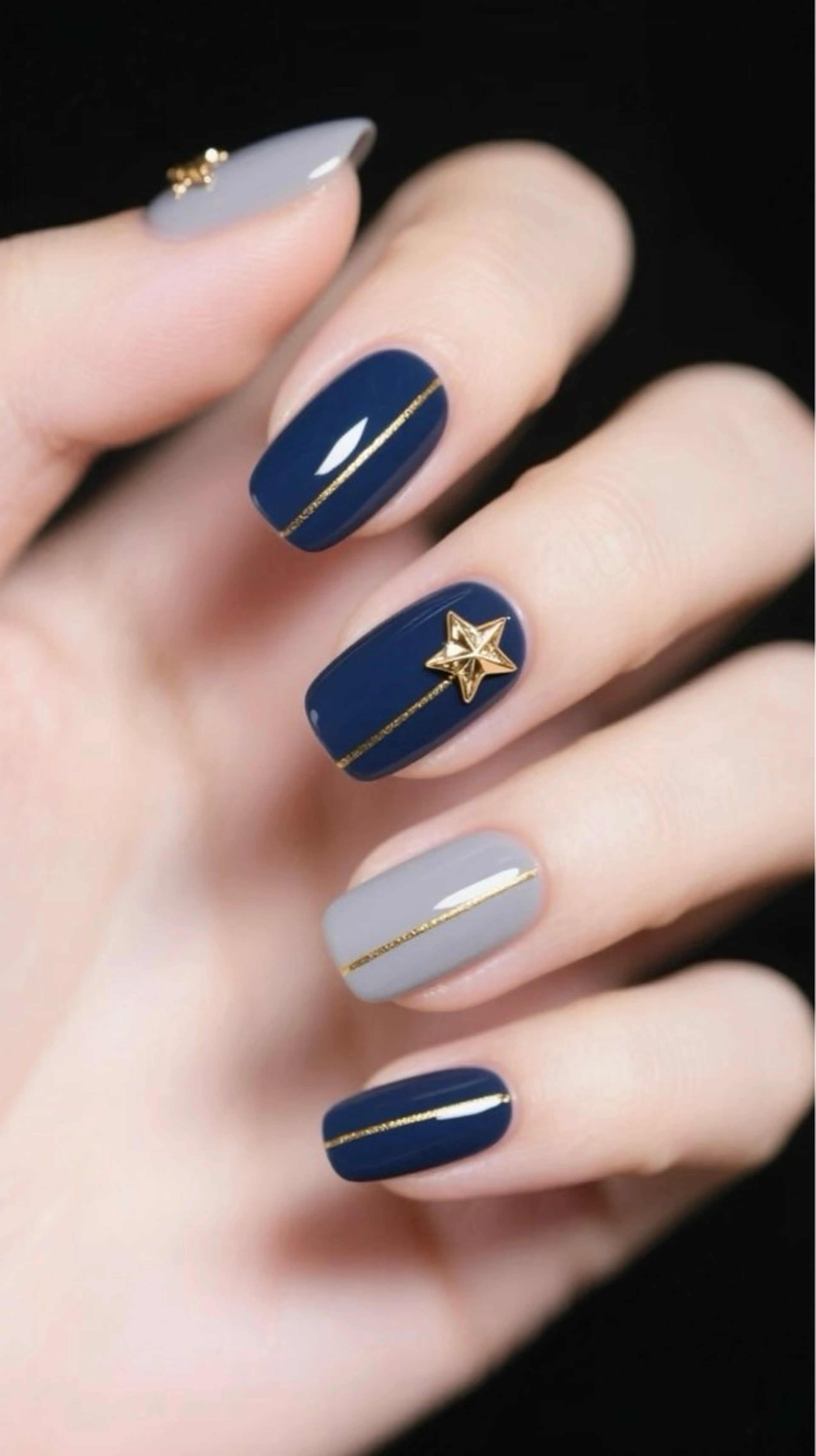 ネイル ハンドネイル H3 Nail Tsuki🦋💙のネイルデザイン