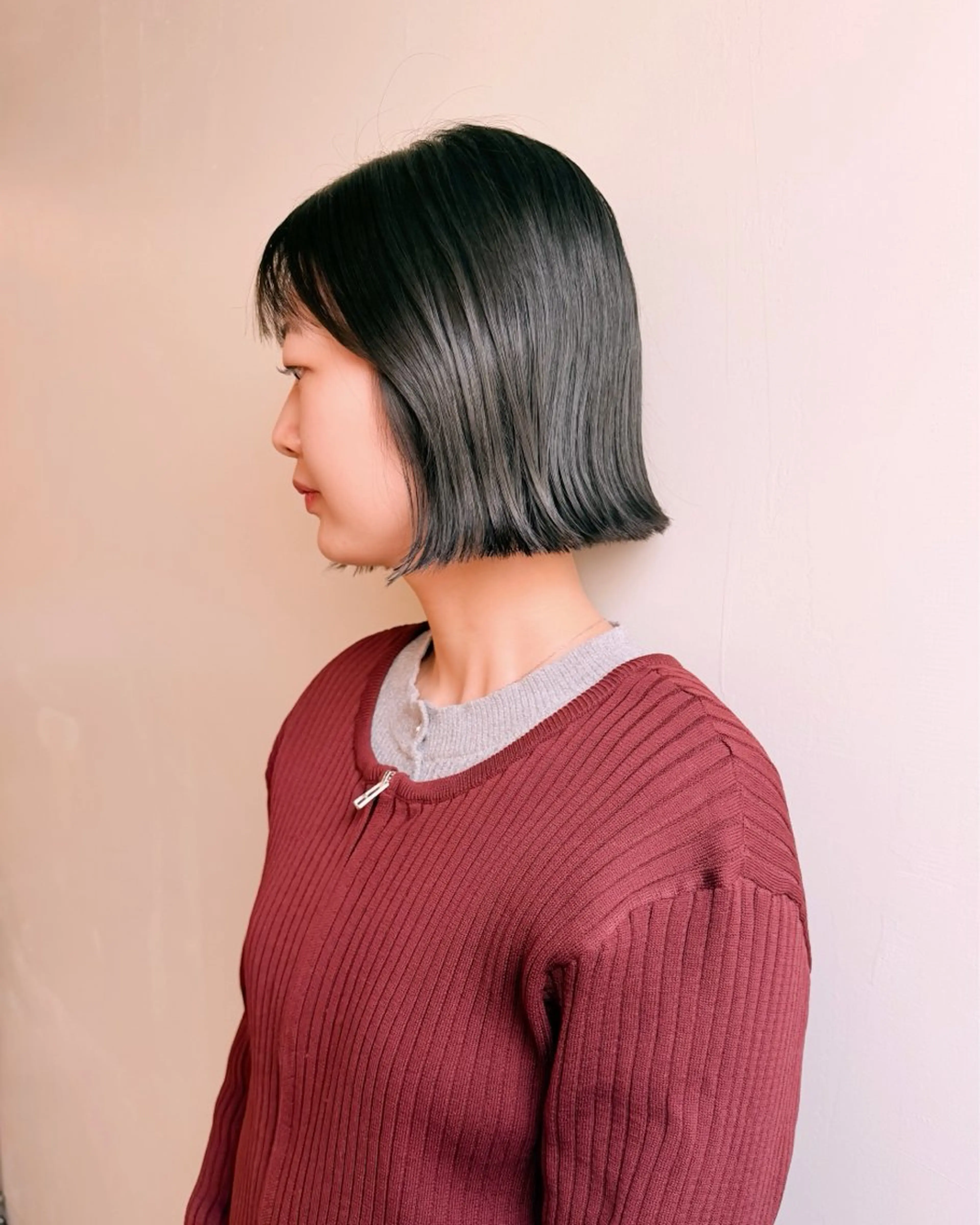 ショート カラー 切りっぱなしボブ アッシュ オレンジ ボブ ヘアカラー トリートメント ヘッドスパ 板谷みさき /艶ボブ/藤沢美容室のヘアスタイル