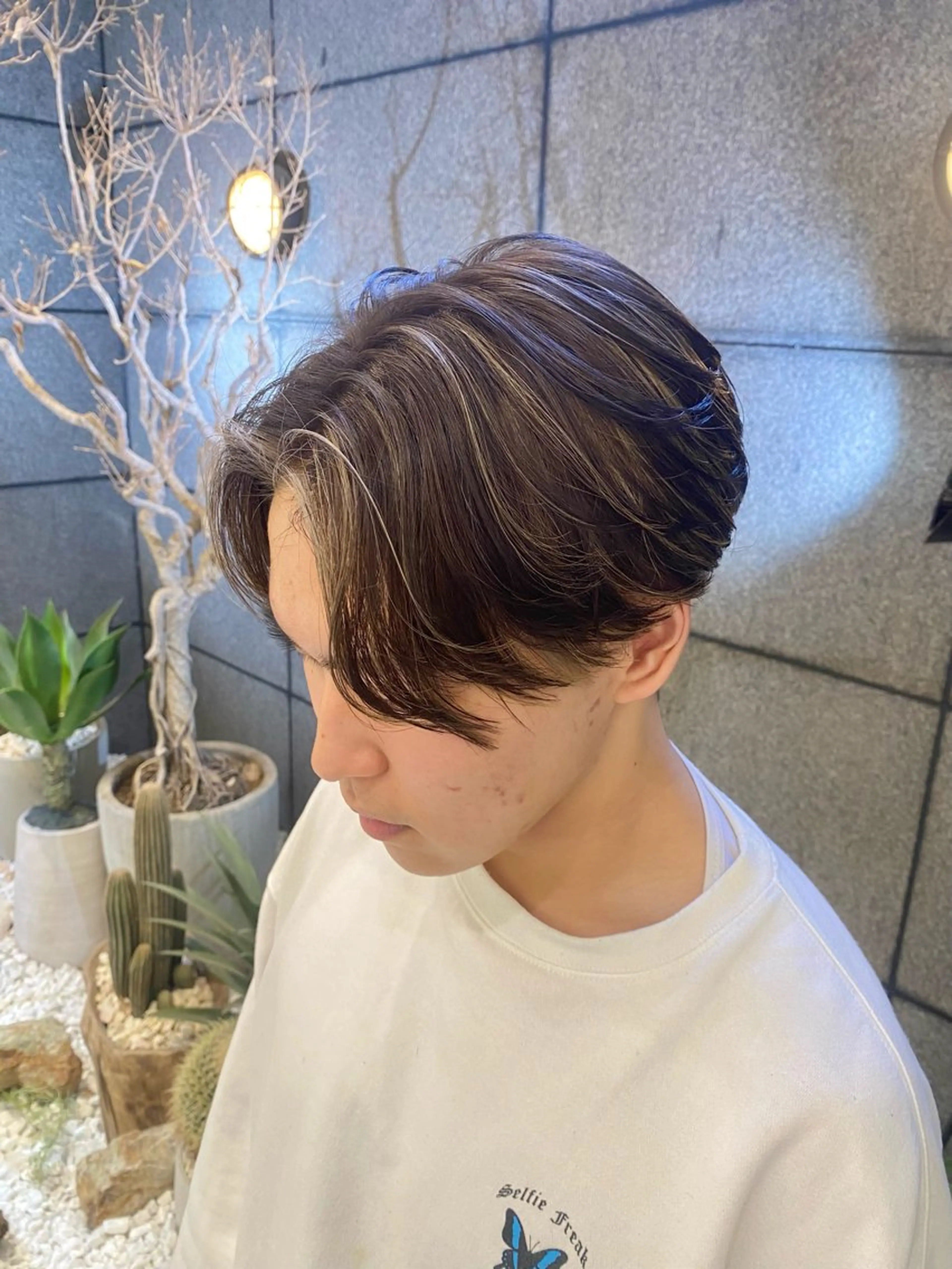 🐺カット+メンズメッシュ ハイライト🐺【ホワイトメッシュ】の写真