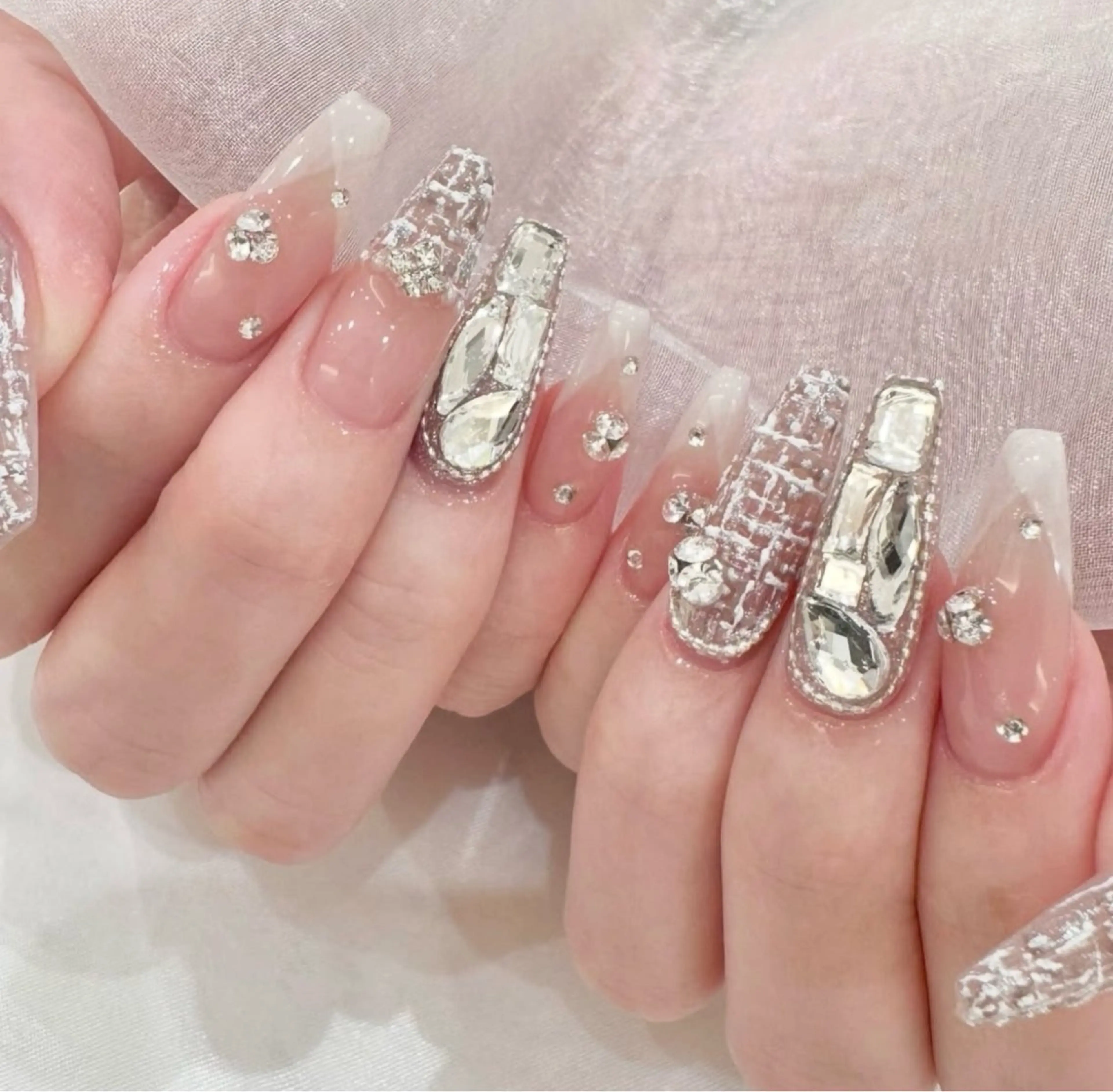 ネイル アートネイル ジェルネイル キラキラネイル ミラーネイル ピンク ハンドネイル Ryunail所属・Ryu Nail NekoChanのネイルデザイン