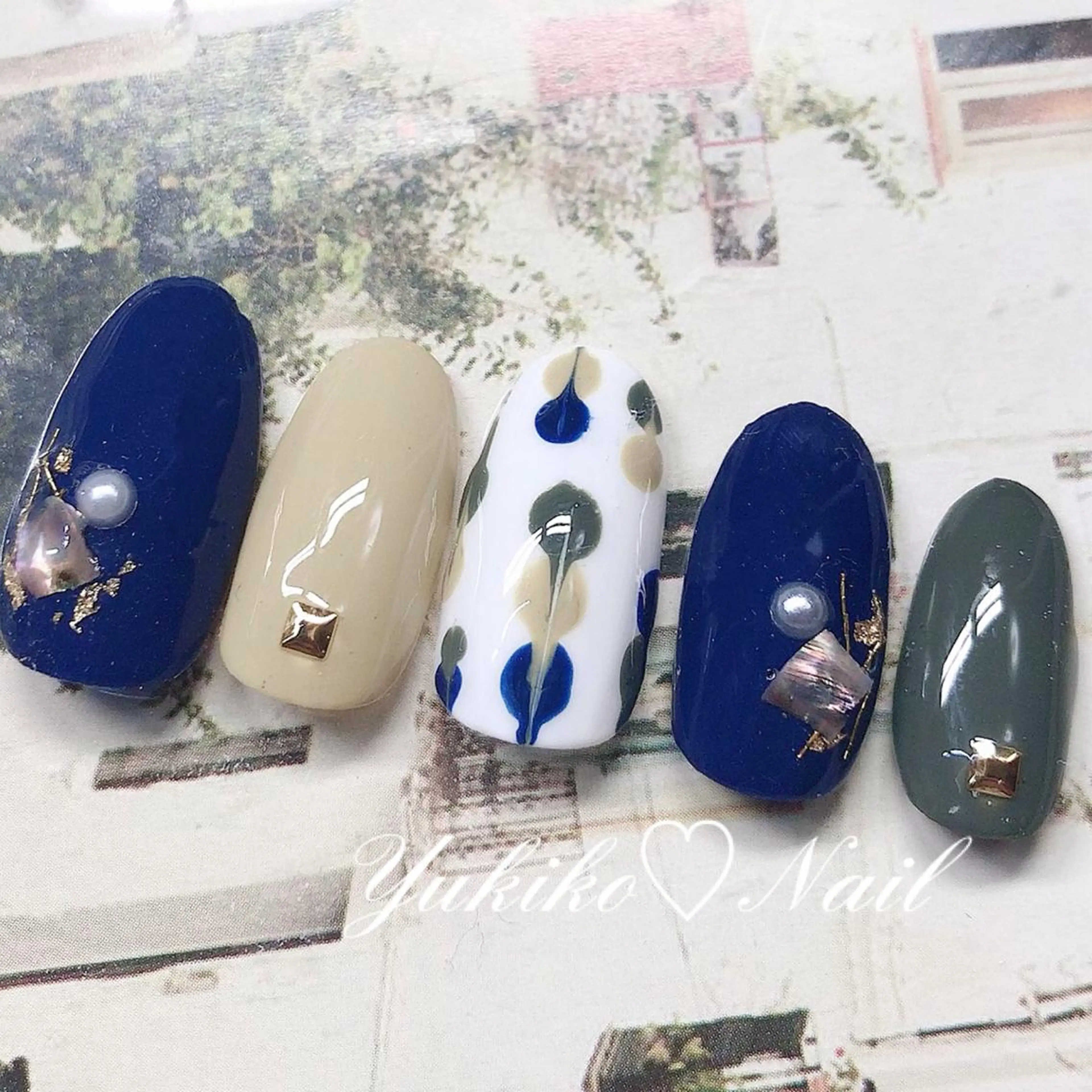 ネイル ドット ピーコックネイル ハンドネイル ユキコ ネイルのネイルデザイン