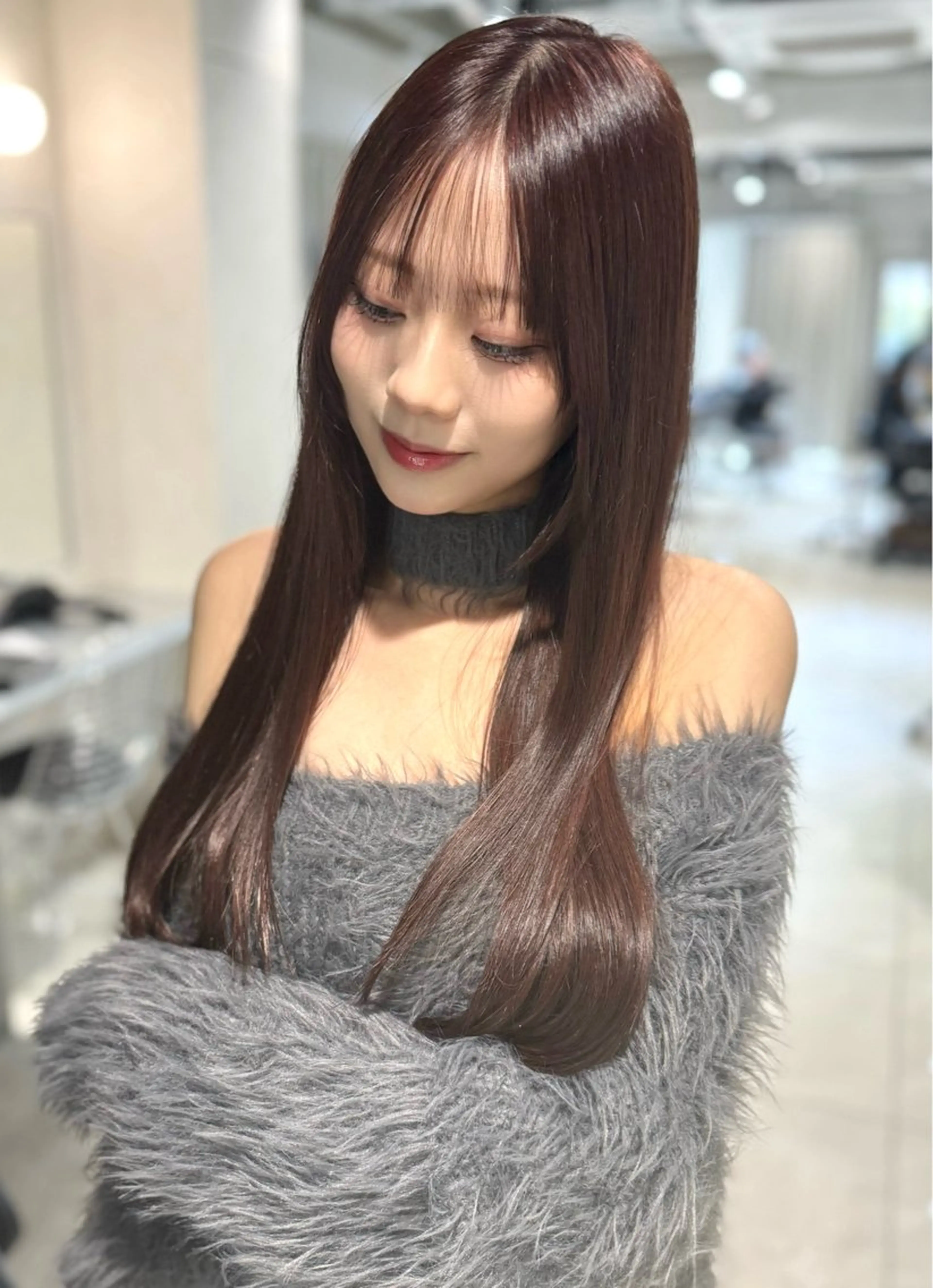 ロング カラー ヘアカラー トリートメント 韓国風ハッシュカット 似合わせレイヤー池袋のヘアスタイル