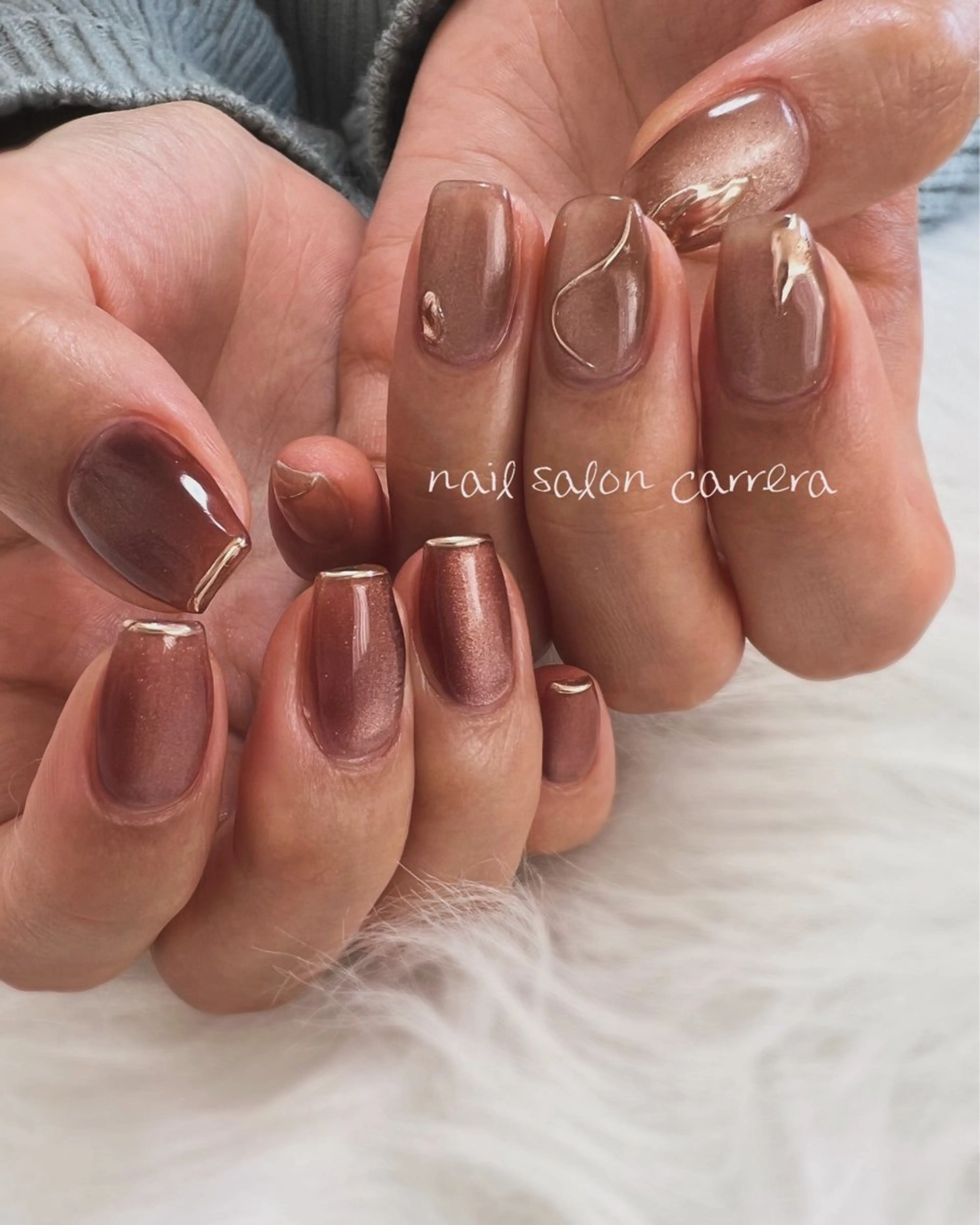 ネイル ジェルネイル マグネットネイル ニュアンスネイル Bon Amieのネイルデザイン