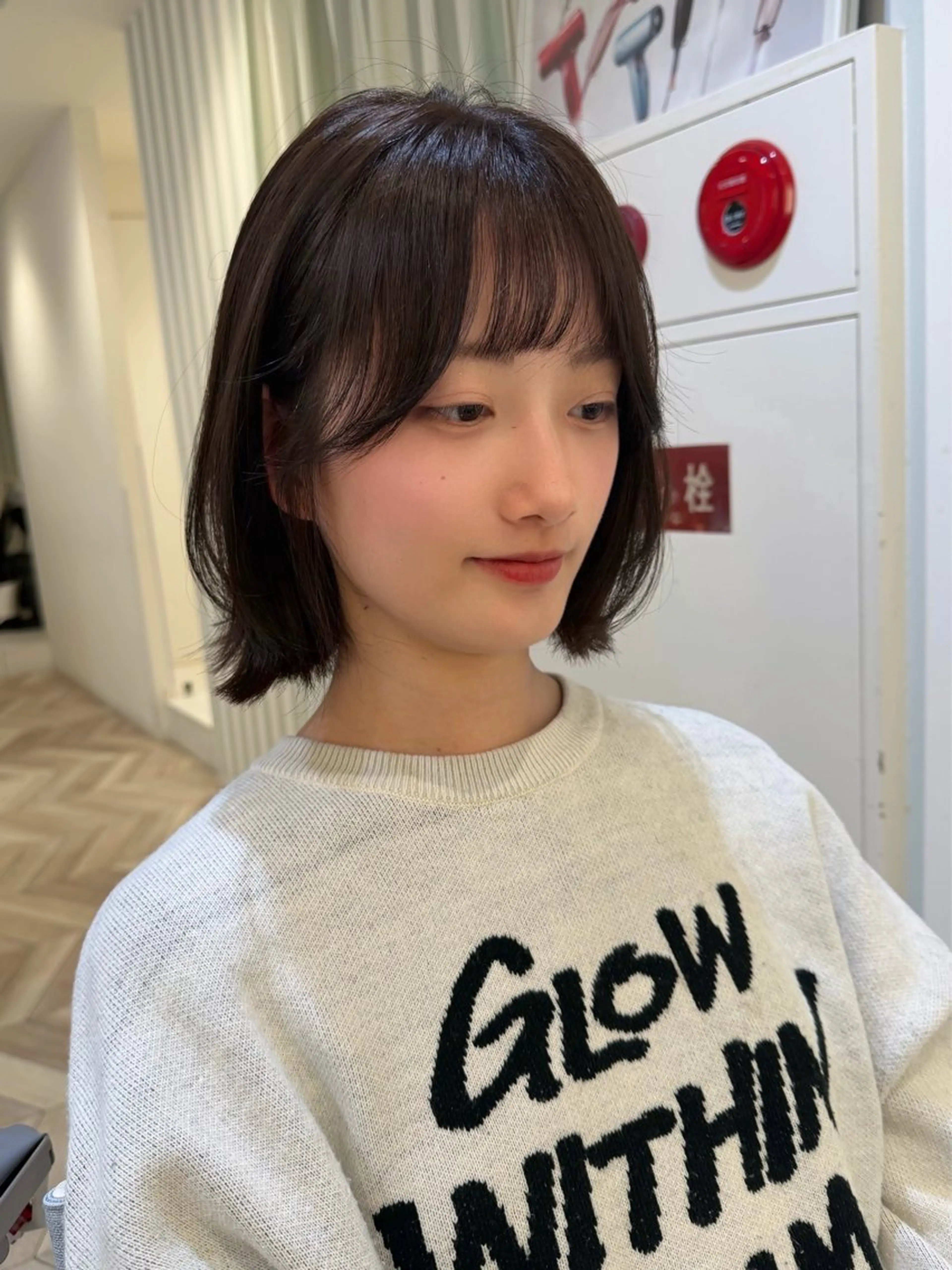 ショート カット ヘアカラー トリートメント 小顔レイヤー/ ベージュ🤍Rieのヘアスタイル