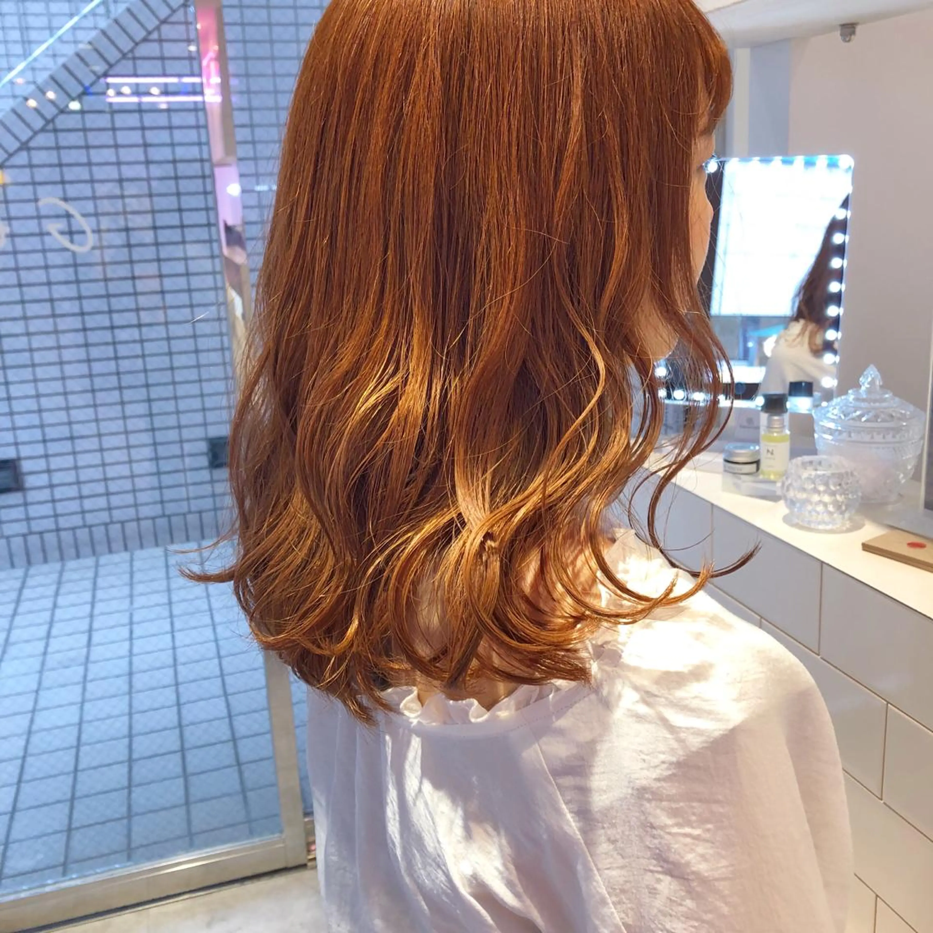 セミロング カラー パーマ ヘアアレンジ メンズ マツエク・マツパ ブラウンカラー オレンジ オレンジブラウン カラーマツエク ヘアカラー トリートメント ヘアセット レイヤーカット指名 No.1💖マユカのヘアスタイル