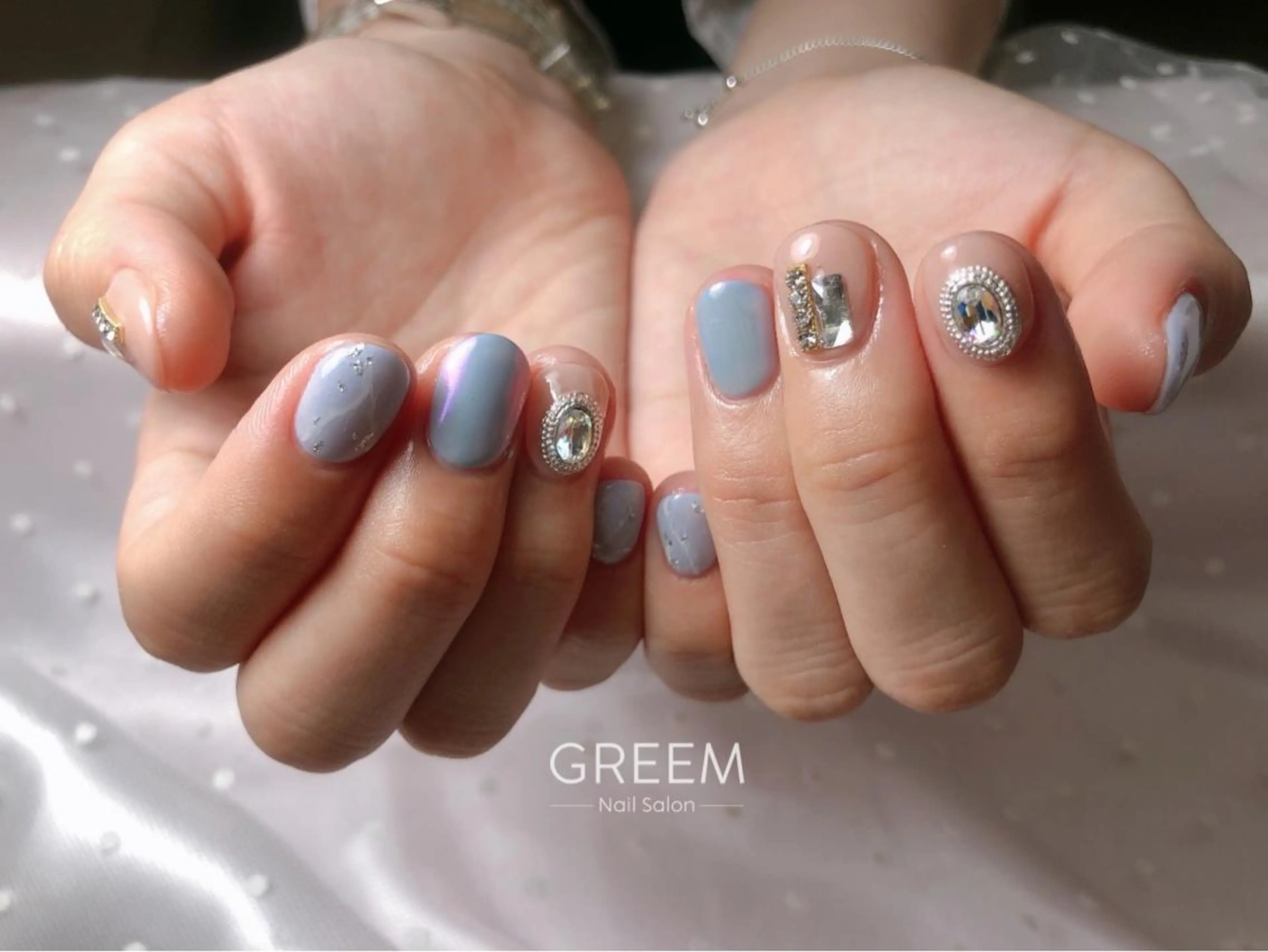 ネイル キラキラネイル 韓国ネイル パステルネイル ショートネイル GREEM グリームのネイルデザイン