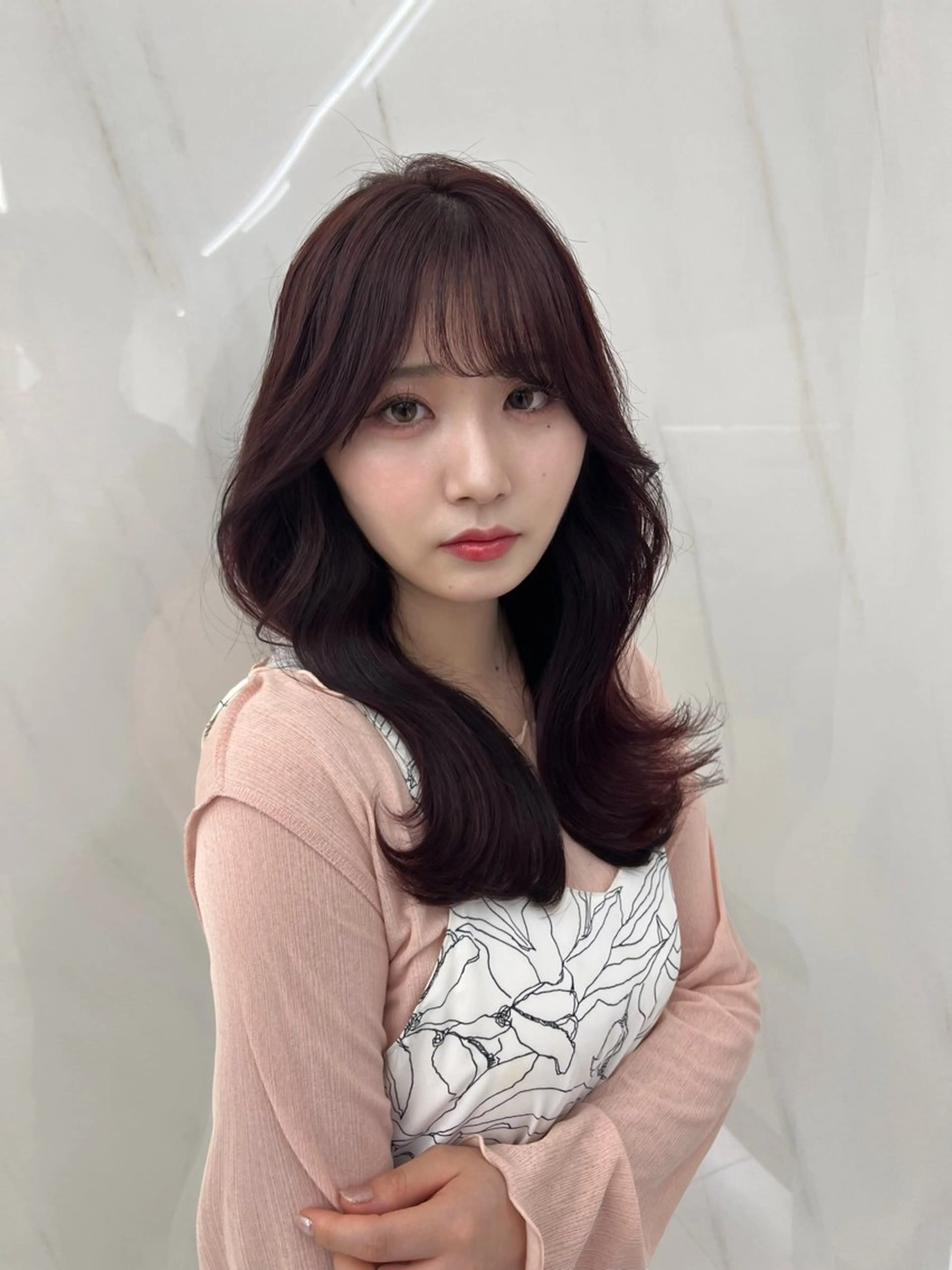 ロング カラー カット ヘアカラー トリートメント 顔周りカット/髪質 改善/透明感カラーのヘアスタイル